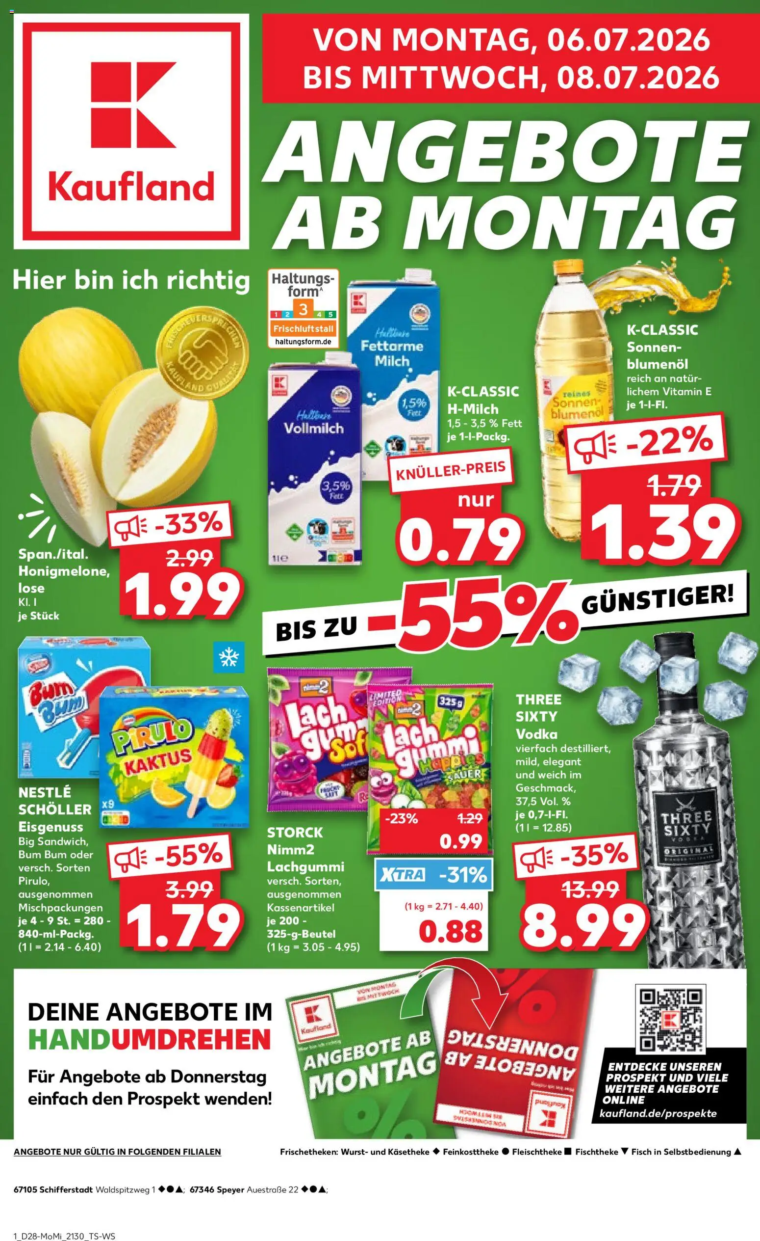 Kaufland Prospekt Speyer – gültig ab 06.07.2026 | Seite: 1 | Produkte: Milch, Fisch, Wurst, Vodka