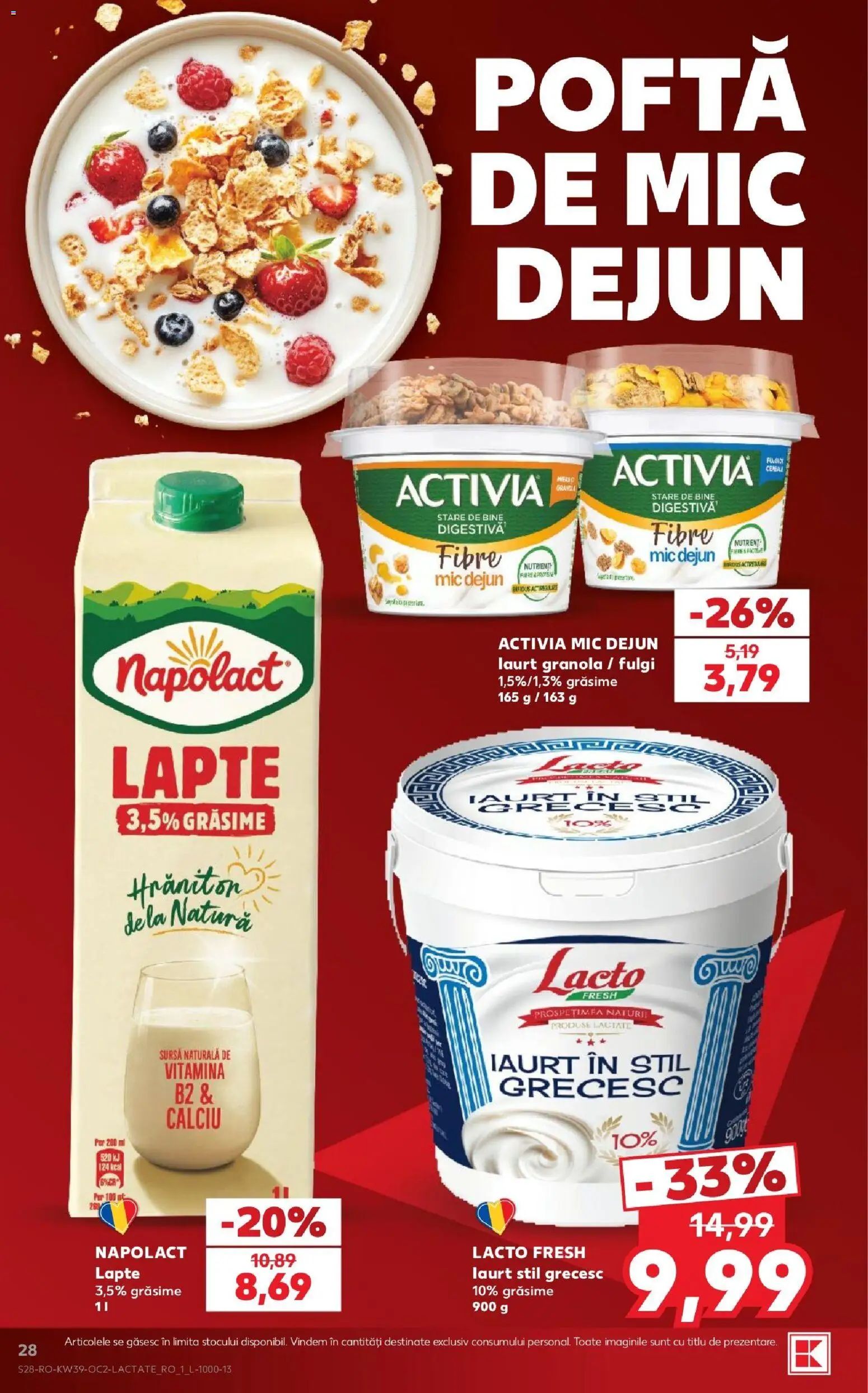 Kaufland RO akciós ujság - amely érvényes a következő dátumtól: 2026.09.23. | Oldal: 28 | Termékek: Activia, Granola