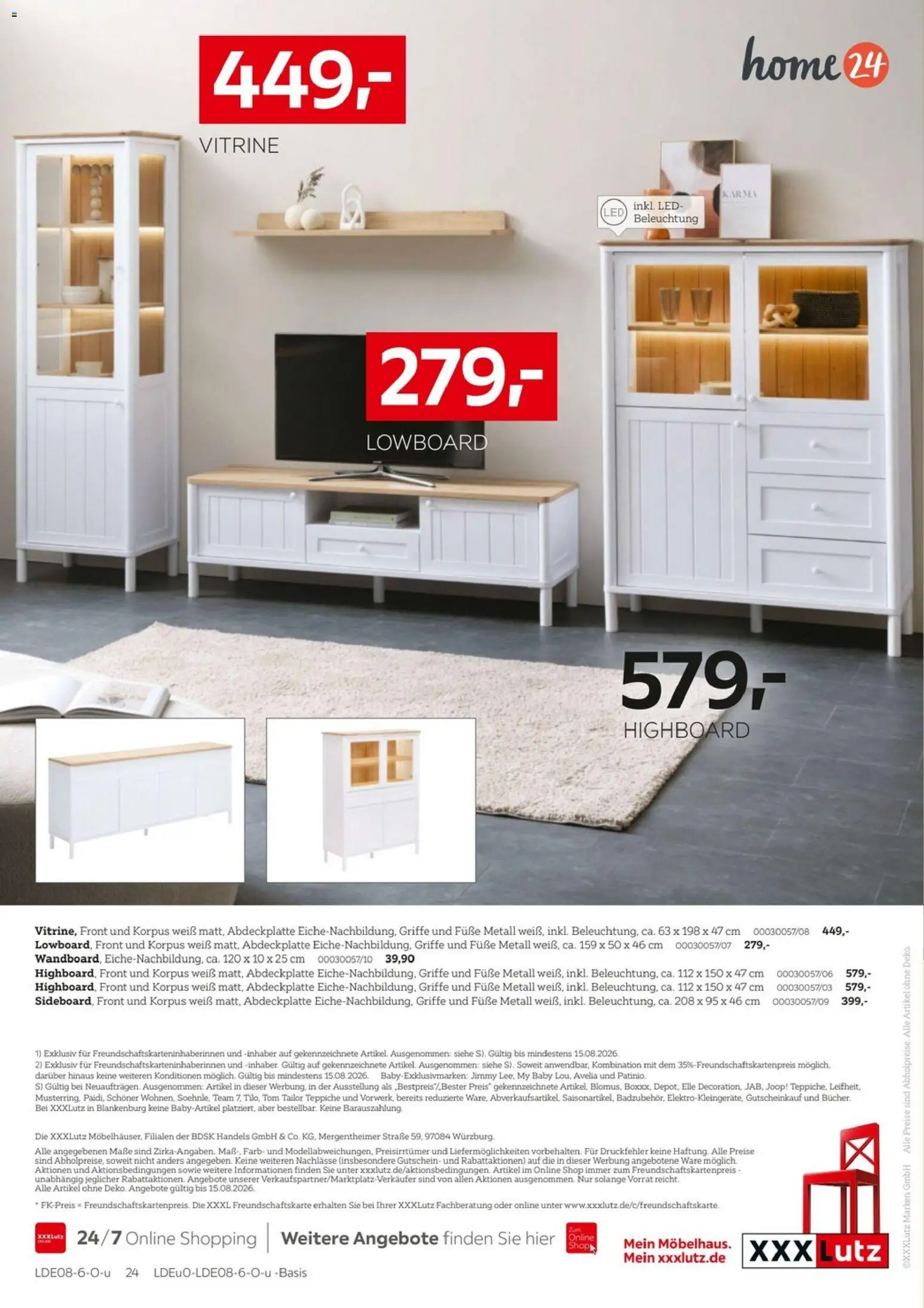 XXXLutz Wohnen Spezial – gültig ab 01.08.2026 | Seite: 24 | Produkte: Lowboard, HIghboard, Vitrine