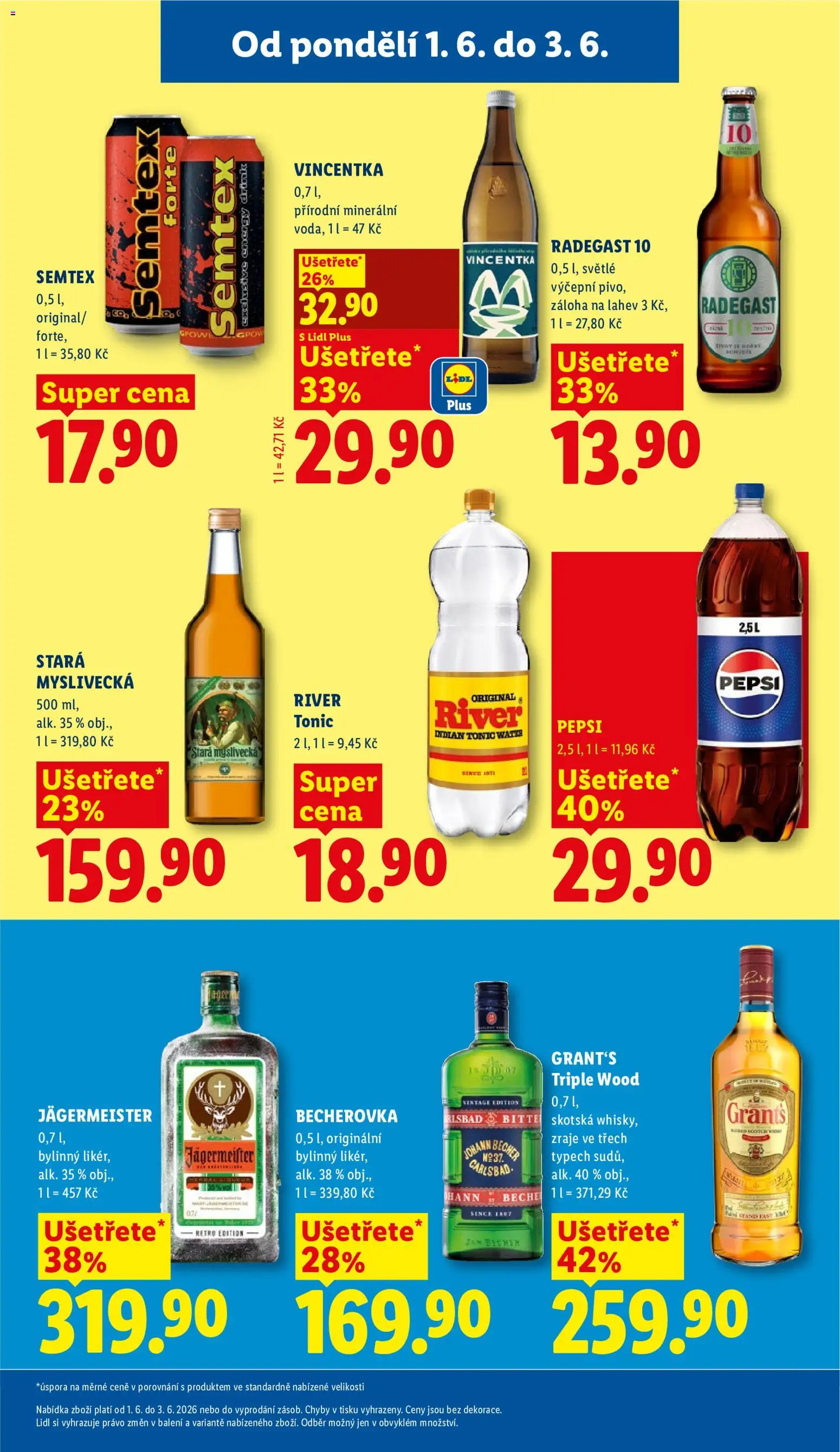 Lidl leták od 01.06.2026 | Strana: 17 | Produkty: Jägermeister, Voda, Radegast 10, River tonic