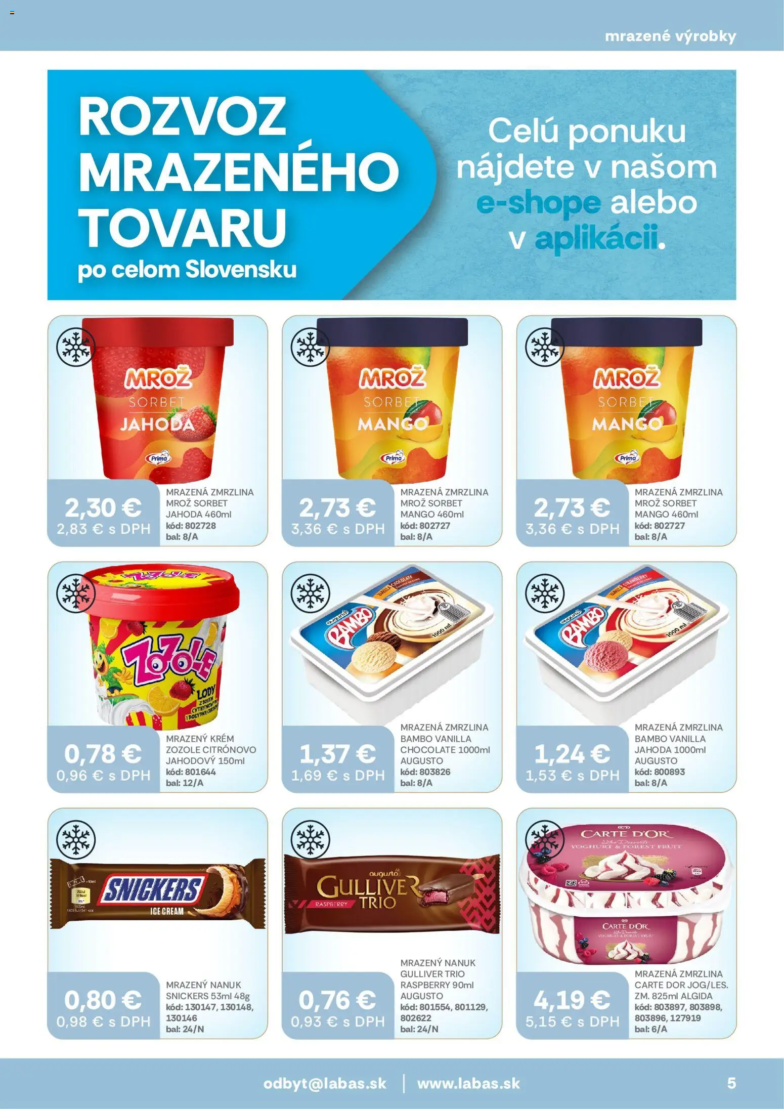 Nové Labaš akcie – leták je platný od 28.08.2026 | Strana: 5 | Produkty: Nanuk, Zmrzlina, Krém, Snickers