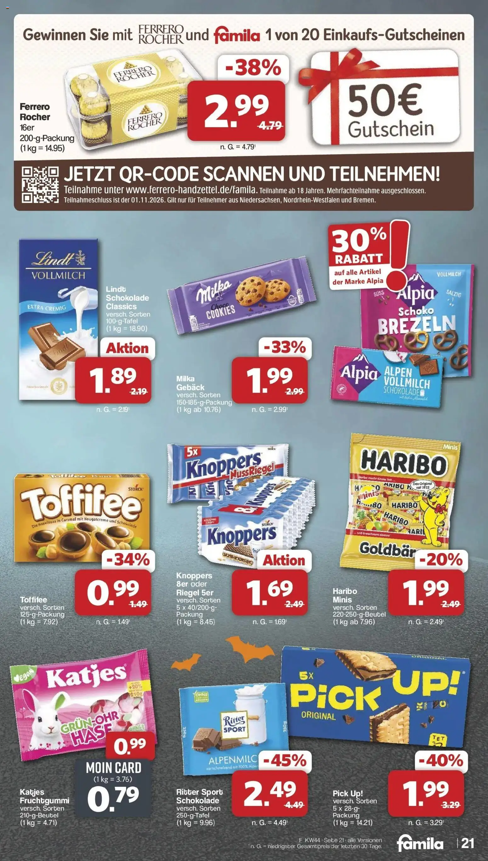 Famila Nordwest - Famila: Wochenangebote – gültig ab 26.10.2026 | Seite: 21 | Produkte: Haribo, Schokolade, Milka, Lindt