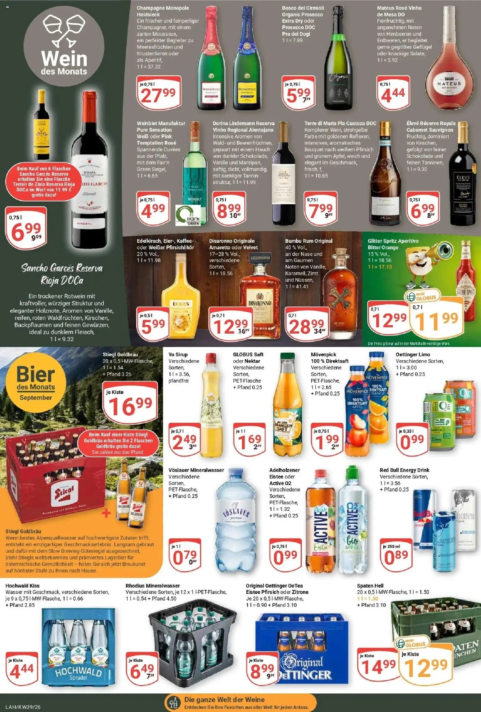 Globus Prospekt Lahnstein (ab 21.09.2026) » Angebote online | Seite: 20 | Produkte: Schokolade, Rotwein, Oettinger, Sirup