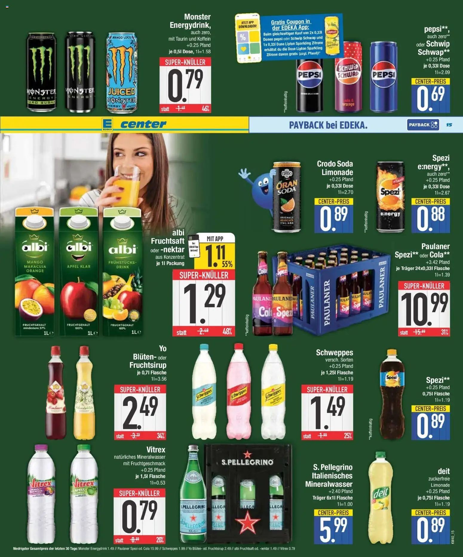 E center Prospekt Ingolstadt (ab 28.09.2026) zum Blättern | Seite: 15 | Produkte: Paulaner spezi, Zitrone, Fruchtsaft, Paulaner