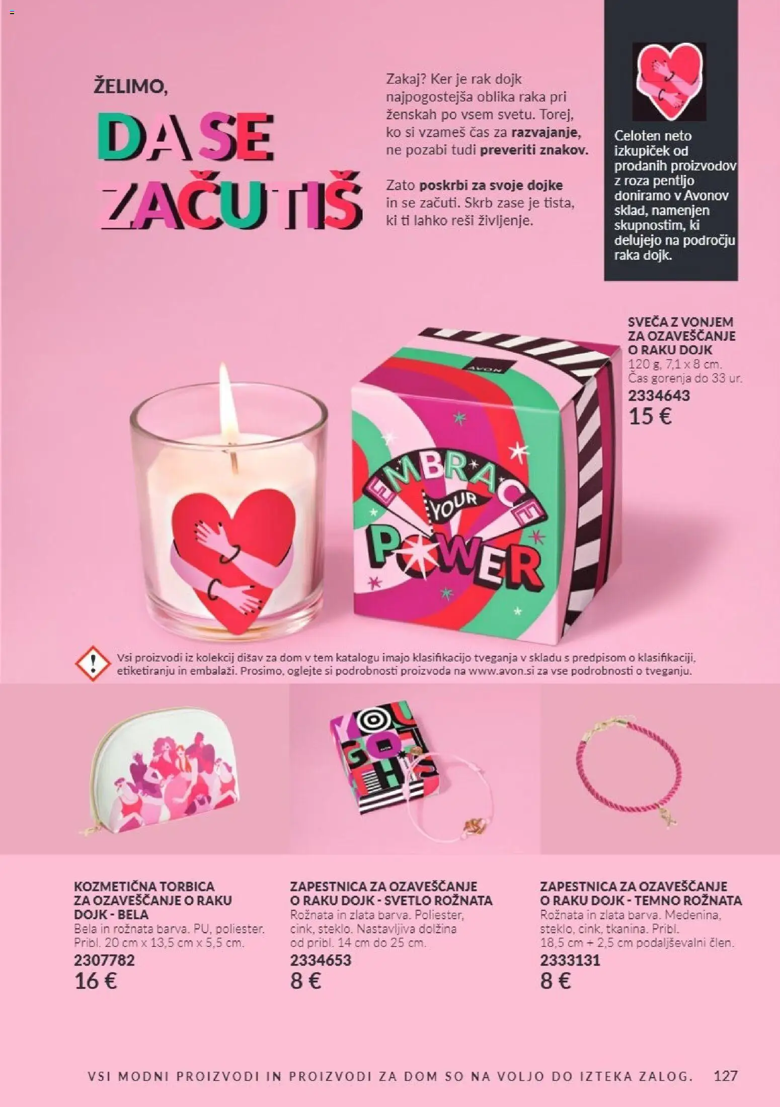 Novi Avon katalog ponudbe – veljaven od 01.10.2026 | Stran: 127 | Izdelki: Zapestnica, Sveča, Torbica