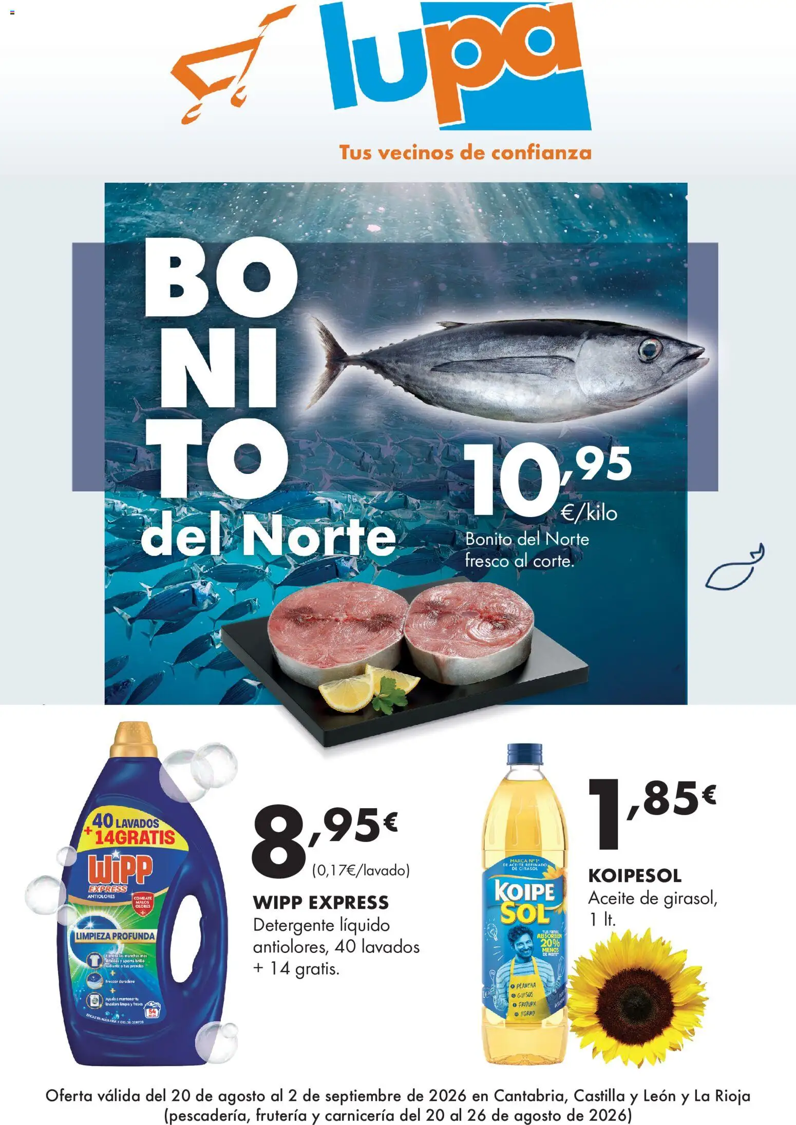 Lupa Supermercados folleto │ válido desde el 20/08/2026 | Página: 1 | Productos: Detergente, Aceite, Lavadora, Plancha