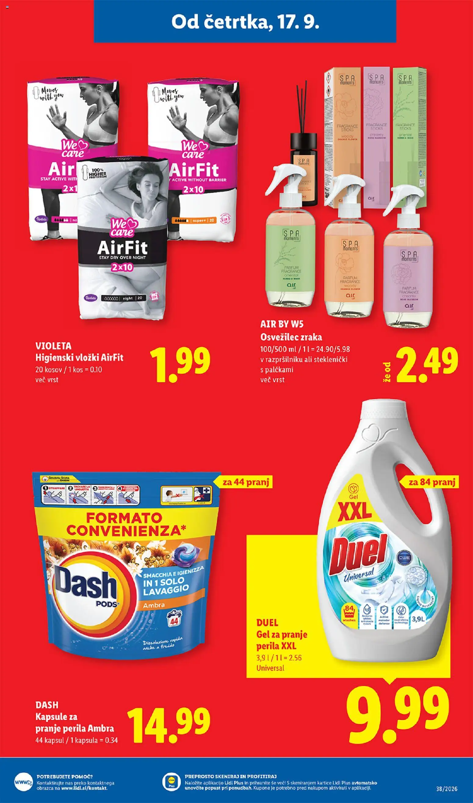 Novi Lidl katalog ponudbe – veljaven od 17.09.2026 | Stran: 21 | Izdelki: Higienski vložki, Kapsule za pranje perila, Vložki, Detergent