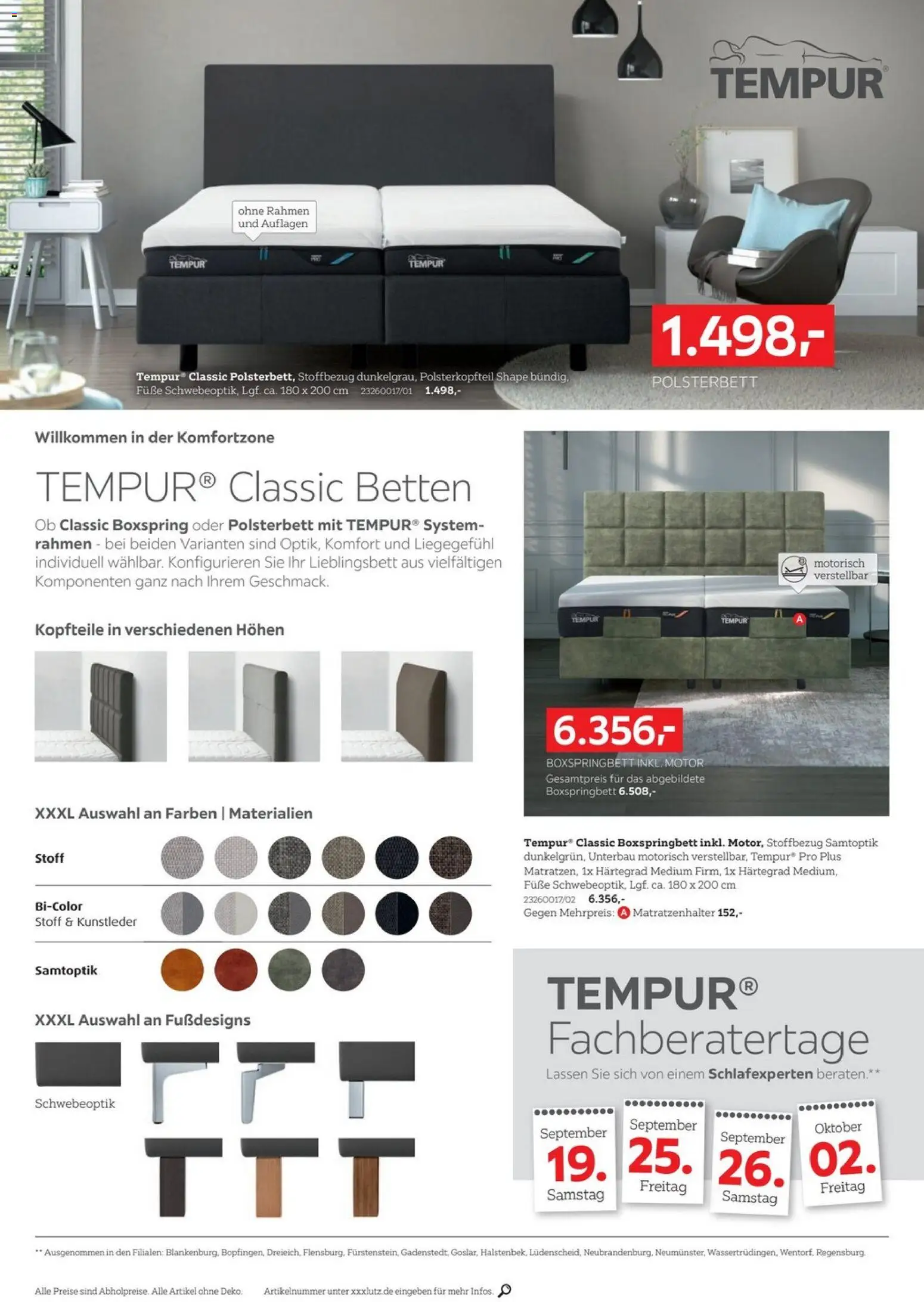 XXXLutz Tempur Spezial – gültig ab 19.09.2026 | Seite: 2 | Produkte: Boxspringbett, Polsterbett