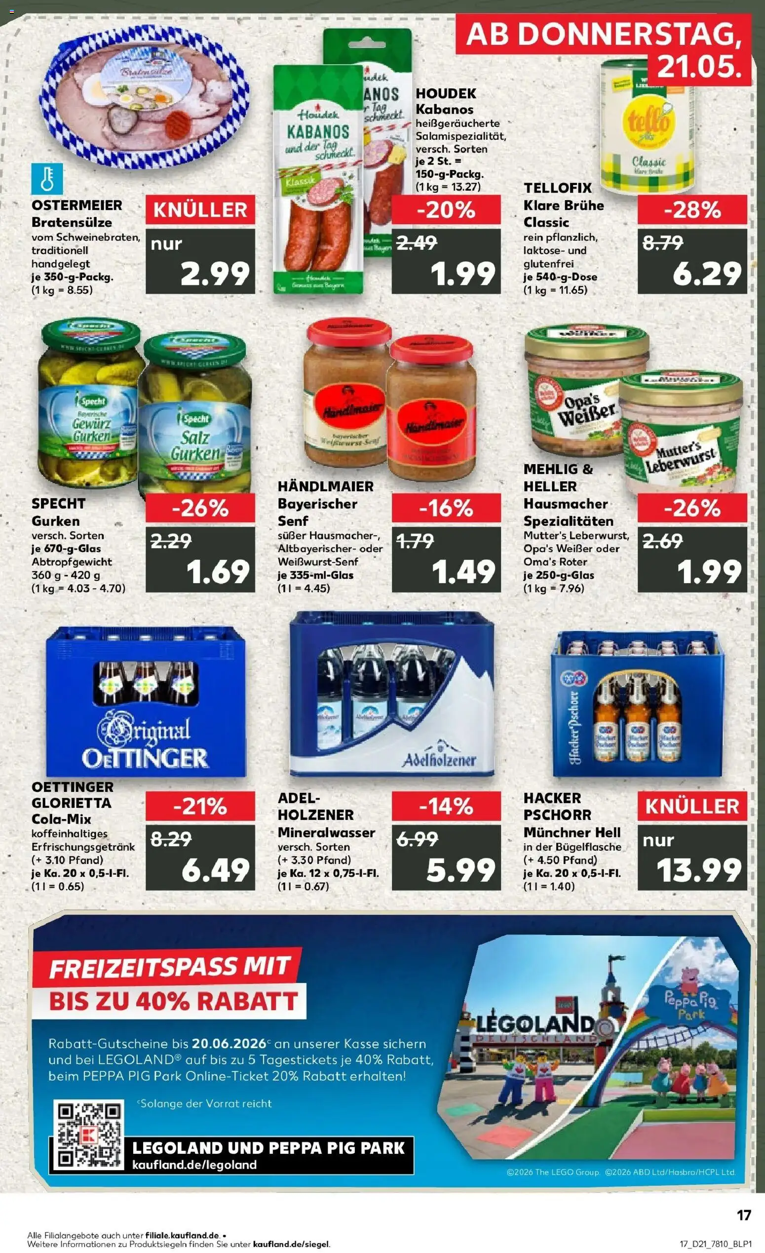 Kaufland Prospekt Burghausen – gültig ab 18.05.2026 | Seite: 22 | Produkte: Cola, Adelholzener, Salz, Gurken