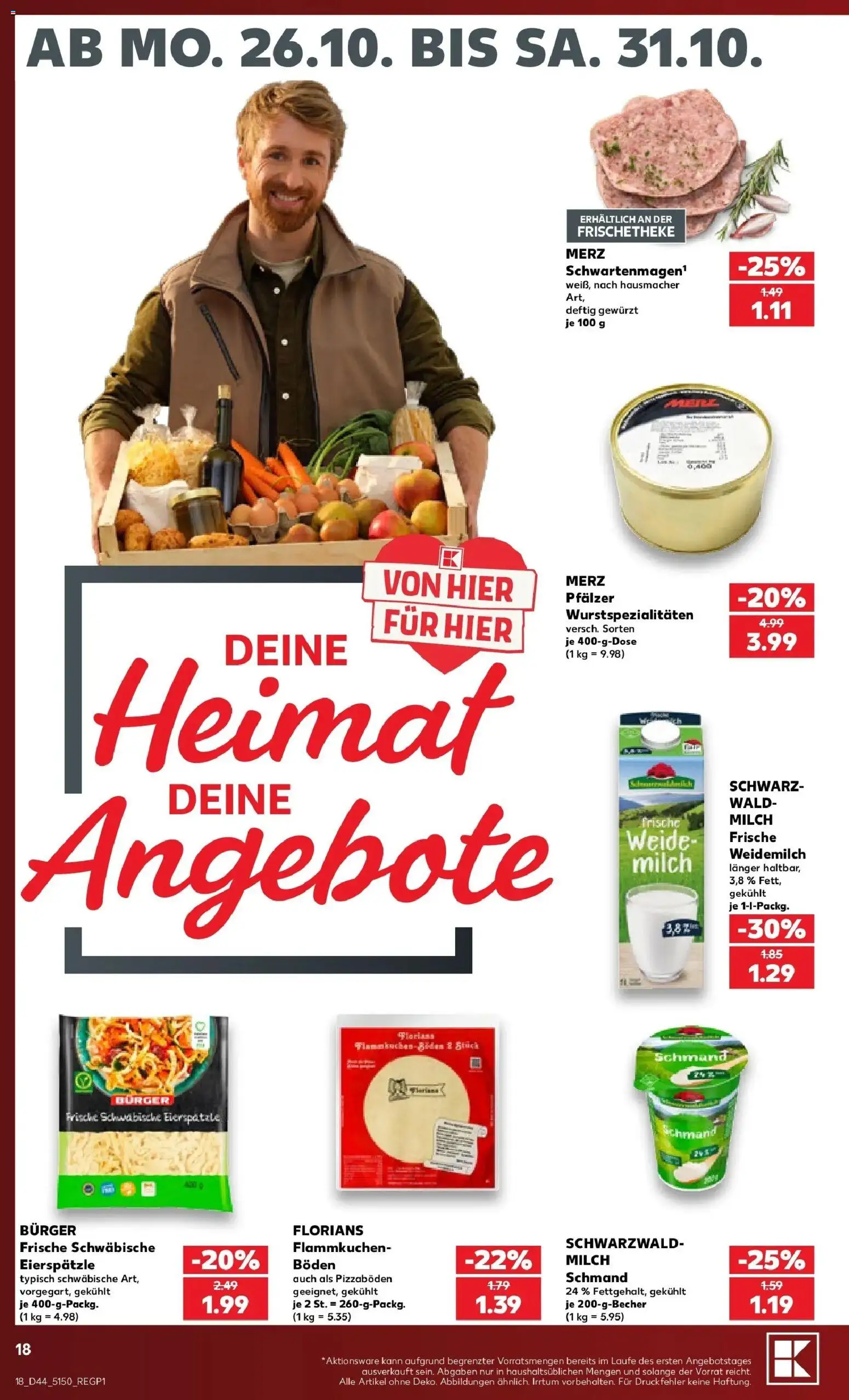 Prospekt Kaufland ab 26.10.2026 » Angebote Online zum Blättern | Seite: 22 | Produkte: Milch, Burger