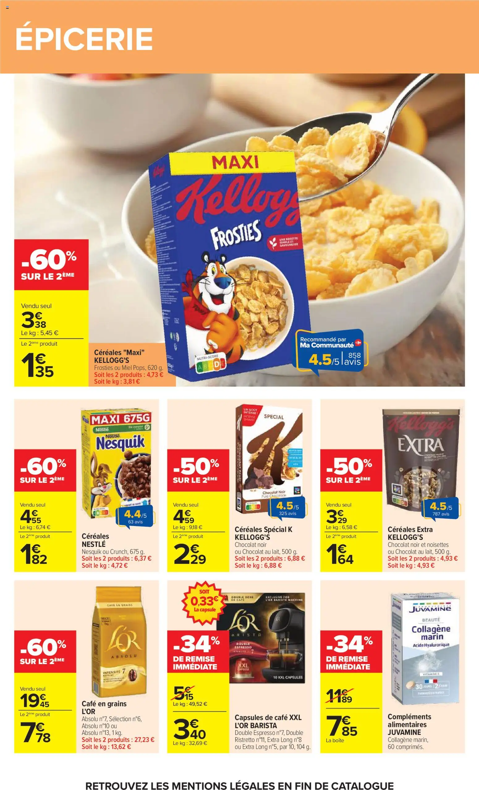 {H1} | Page: 56 | Produits: Noisettes, Café en grains, Chocolat, Céréales