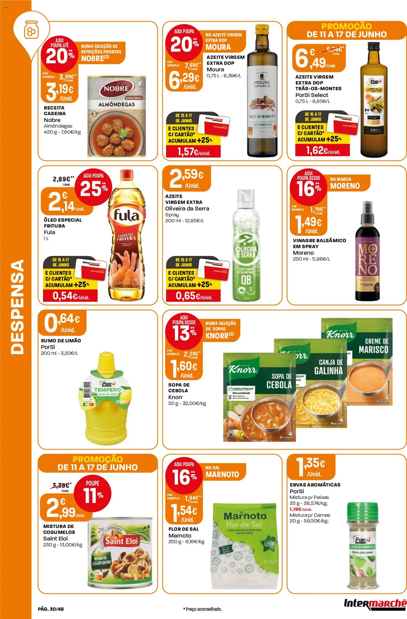 Intermarché folheto │ válido de 11.06.2026 | Página: 30 | Produtos: Vinagre, Cálcio, Cebola, Mel