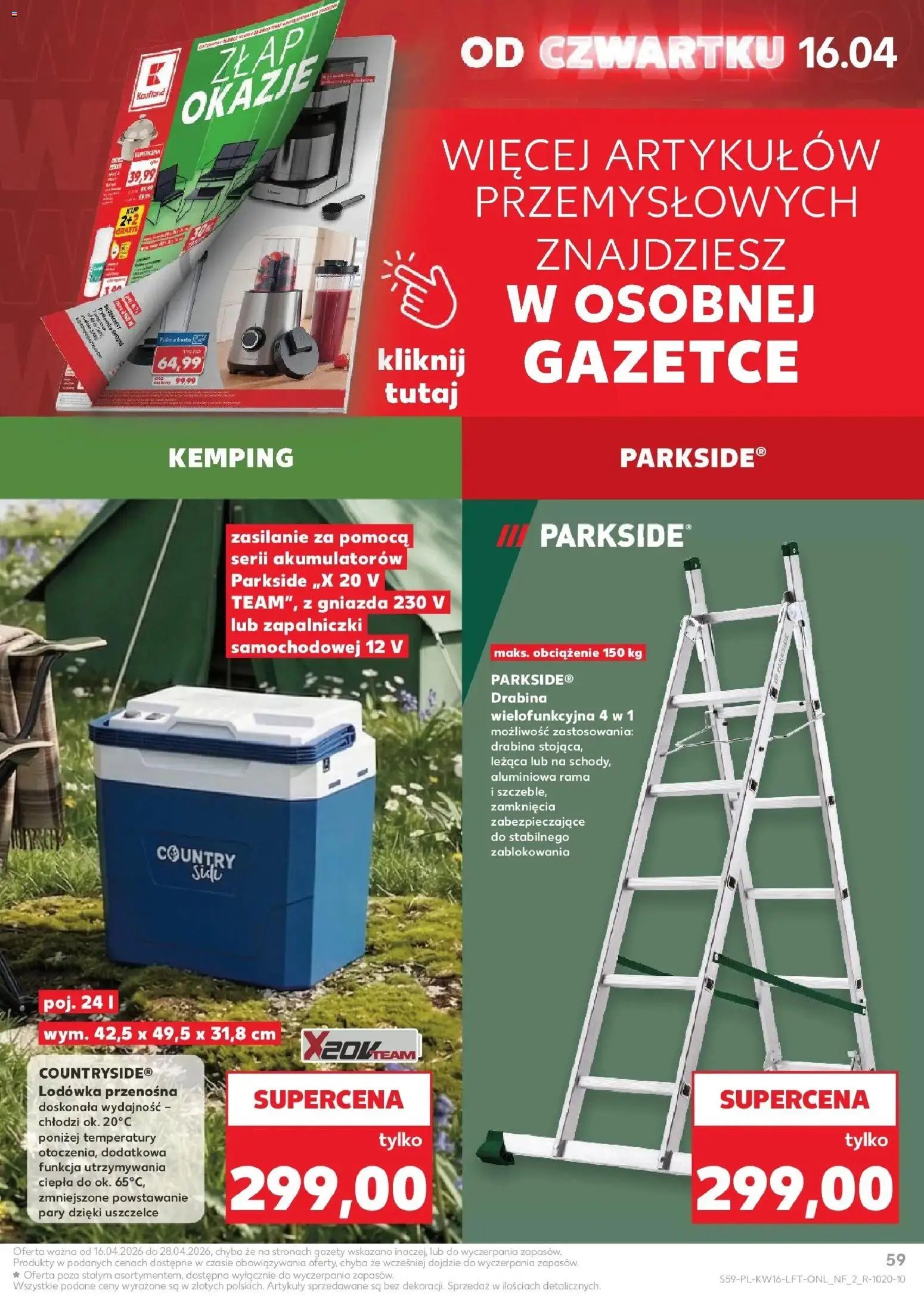 Kaufland gazetka od 16.04.2026 | Strona: 59 | Produkty: Lodówka, Drabina
