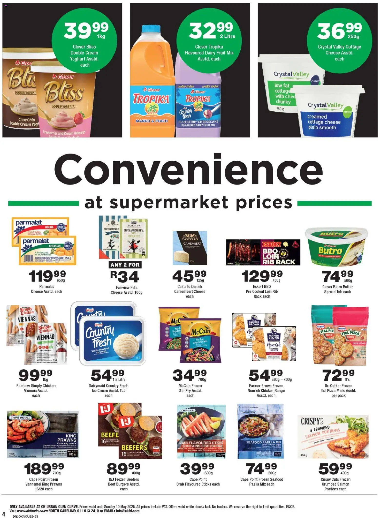 New OK Foods catalogue – valid from 24.04.2026 | Page: 4 | Products: Fish, Cream, Seafood, Peach