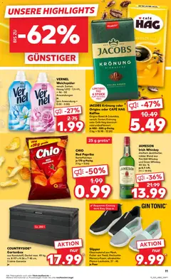 JACOBS Krönung oder Origins oder CAFÉ HAG Kaffee, Origins Brazil & Columbia, versch. Sorten Krönung oder Café Hag klassisch-mild entkoffeiniert, je 450 - 500-g-Packg. (1 kg = 10.98 - 12.20) ab 18.06.2026 gültig | Seite: 11 | Produkte: Box, Weichspüler, Paprika, Whiskey