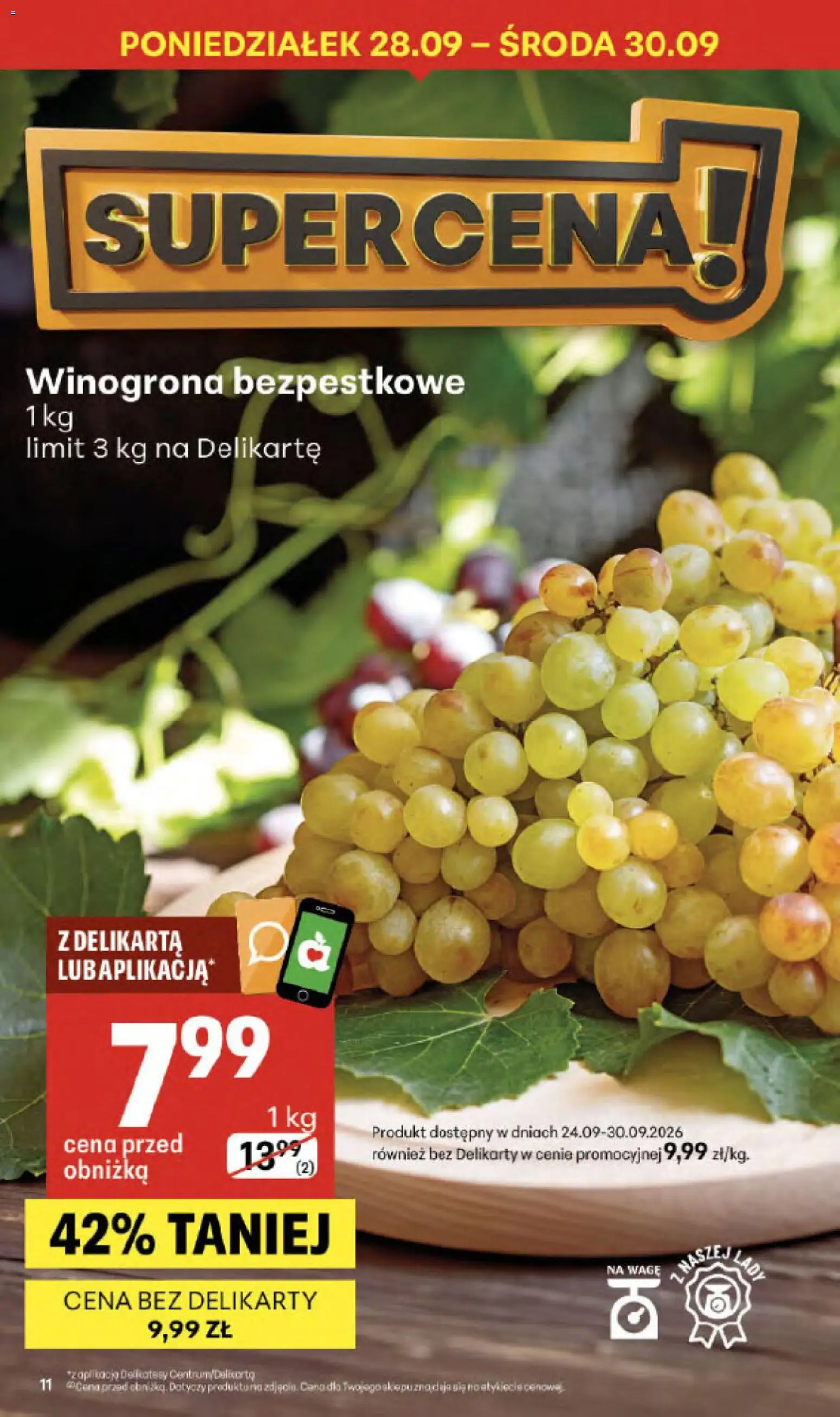 Delikatesy Centrum gazetka - Sklepy Własne od 24.09.2026 | Strona: 11 | Produkty: Winogrona, Winogrona bezpestkowe