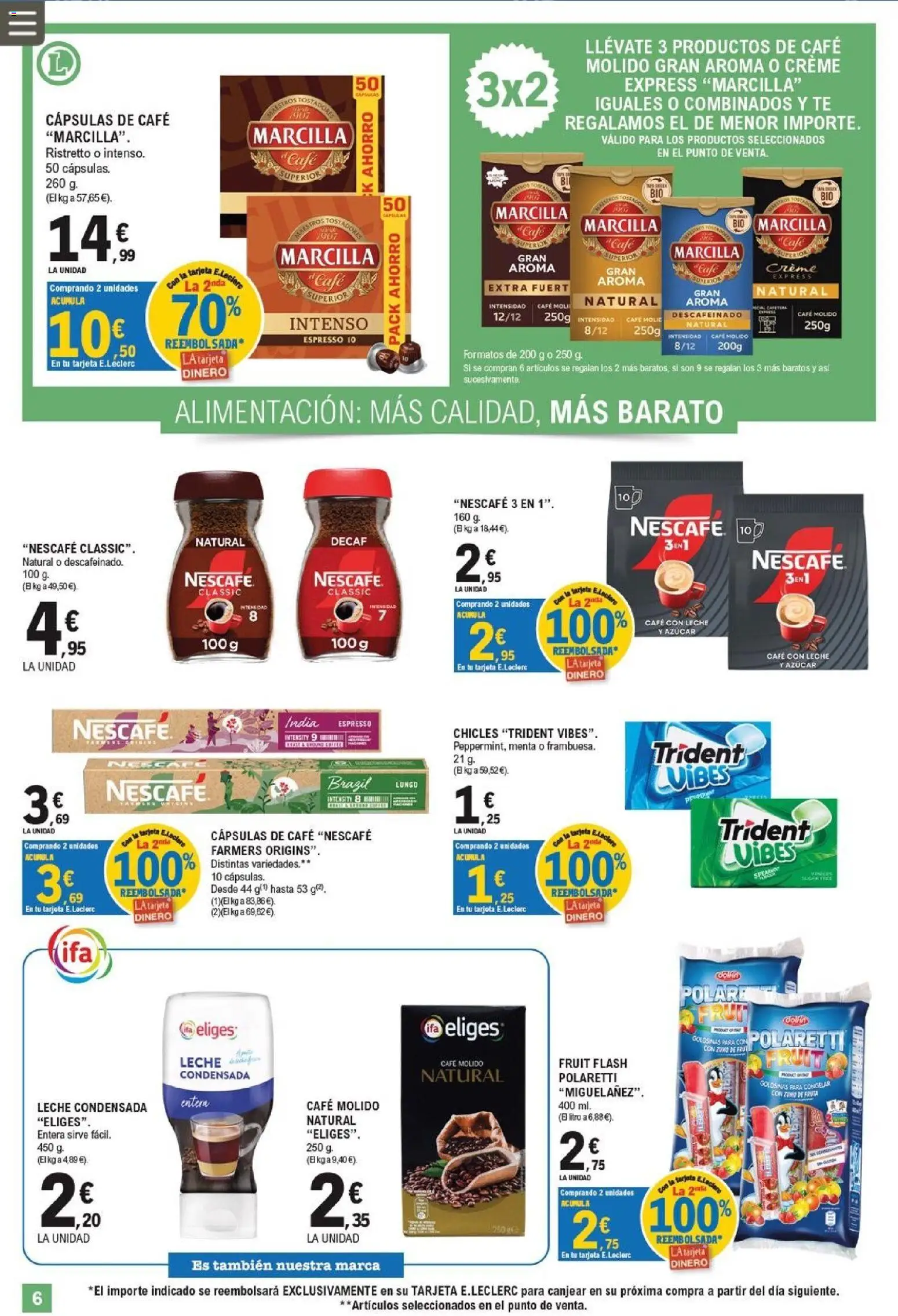 E.Leclerc folleto │ válido desde el 17.06.2026 | Página: 6 | Productos: Café con leche, Café, Φαρίνα, Ροζ πιπέρι