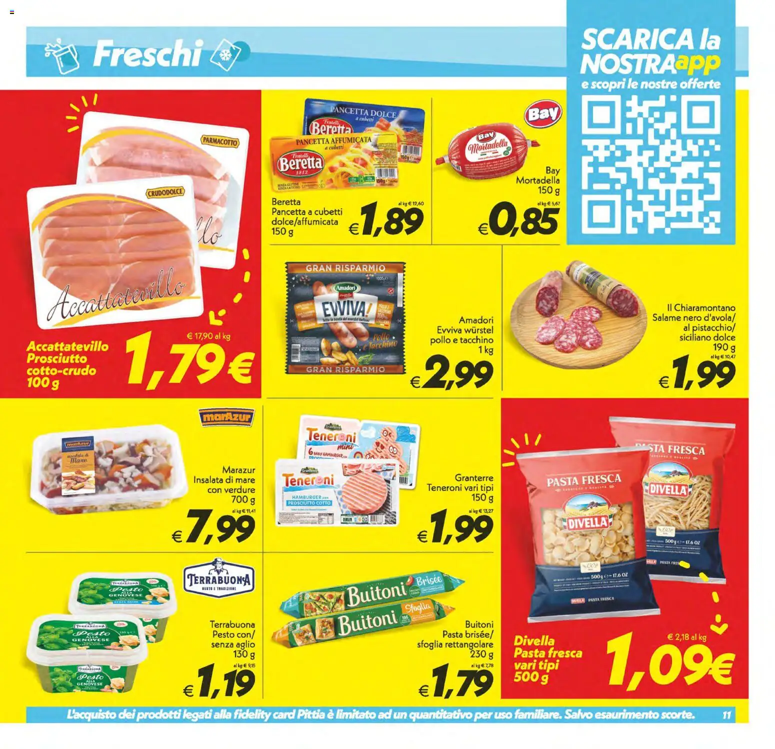 Volantino SuperConveniente del 01/09/2026 | Pagina: 11 | Prodotti: Pancetta, Divella, Verdure, Wurstel