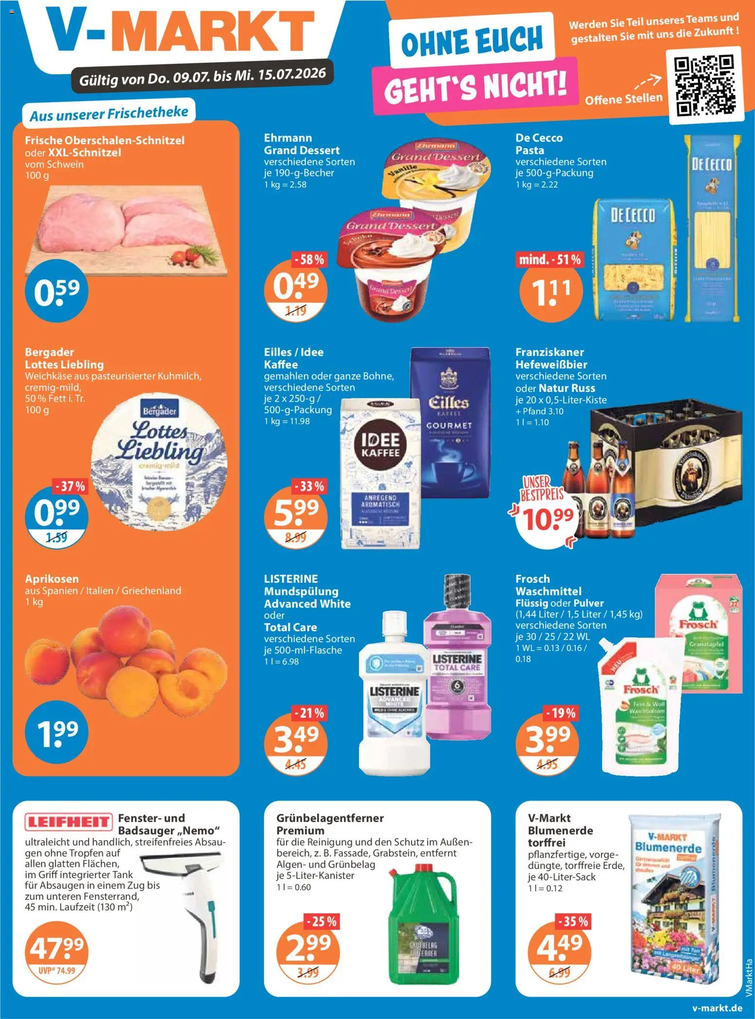 V-Markt Angebote – gültig ab 09.07.2026 | Seite: 1 | Produkte: Franziskaner, Idee kaffee, Blumenerde, Waschmittel