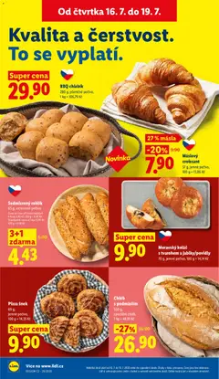 Náhled letáku Pizza šnek, 69 g, jemné pečivo od 16.07.2026 | Strana: 16 | Produkty: Chléb, Pizza, Rohlík, Croissant