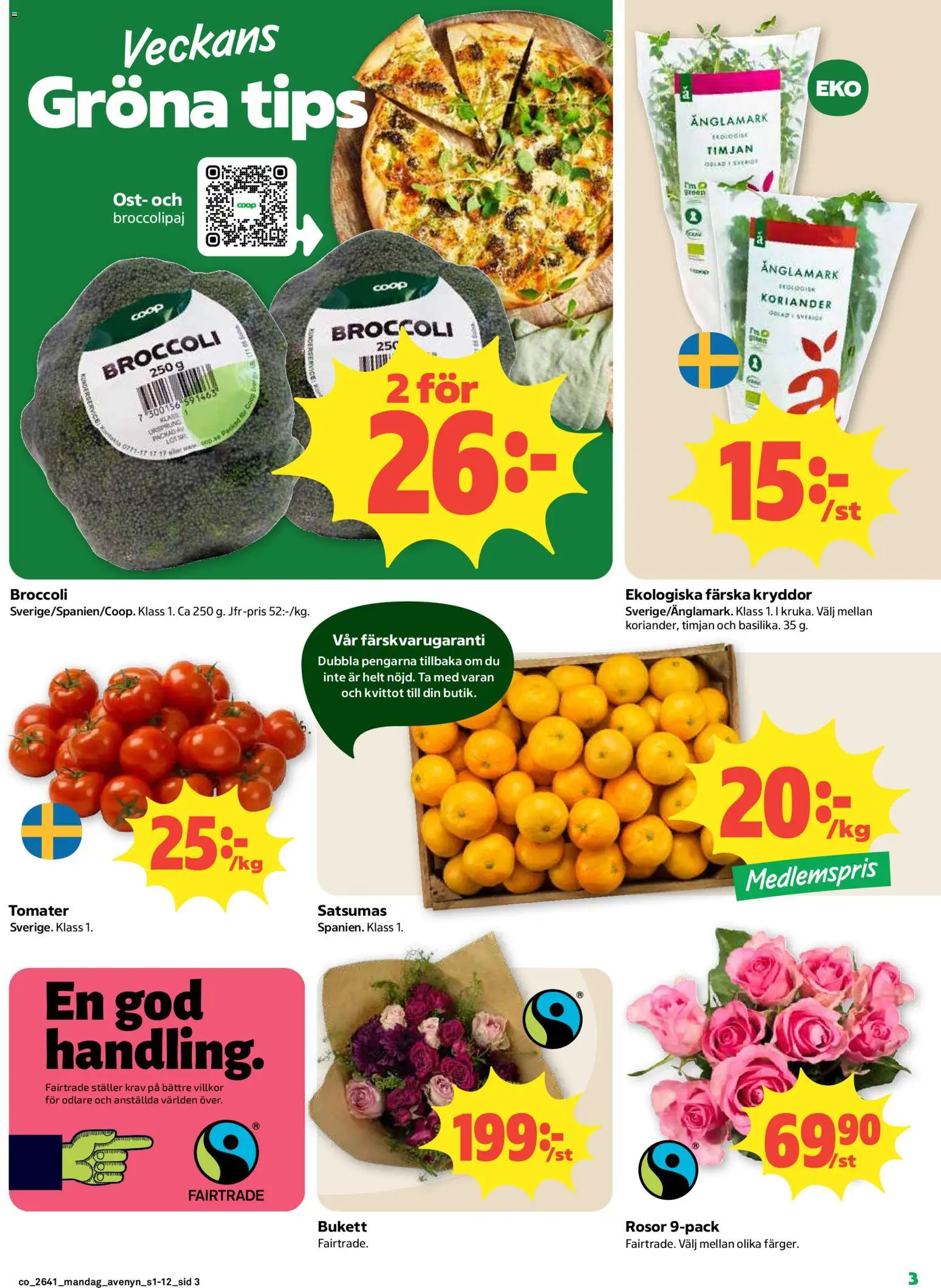 Coop reklamblad aktuell från 05/10/2026 | Sida: 3 | Produkter: Timjan, Kryddor, Ost, Koriander