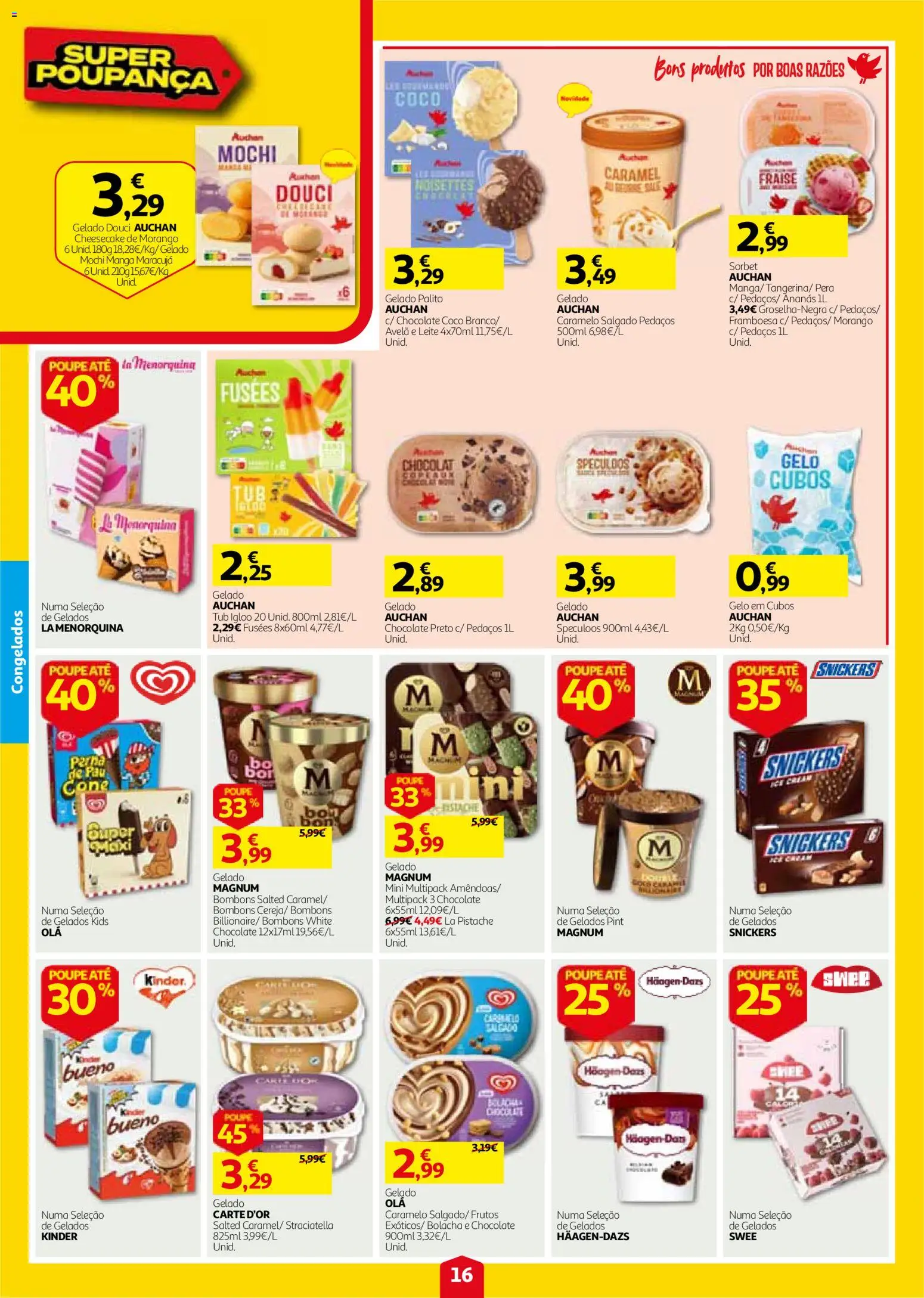 Auchan folheto │ válido de 24/09/2026 | Página: 16 | Produtos: Gelado Magnum, Manga, Ananás, Gelo