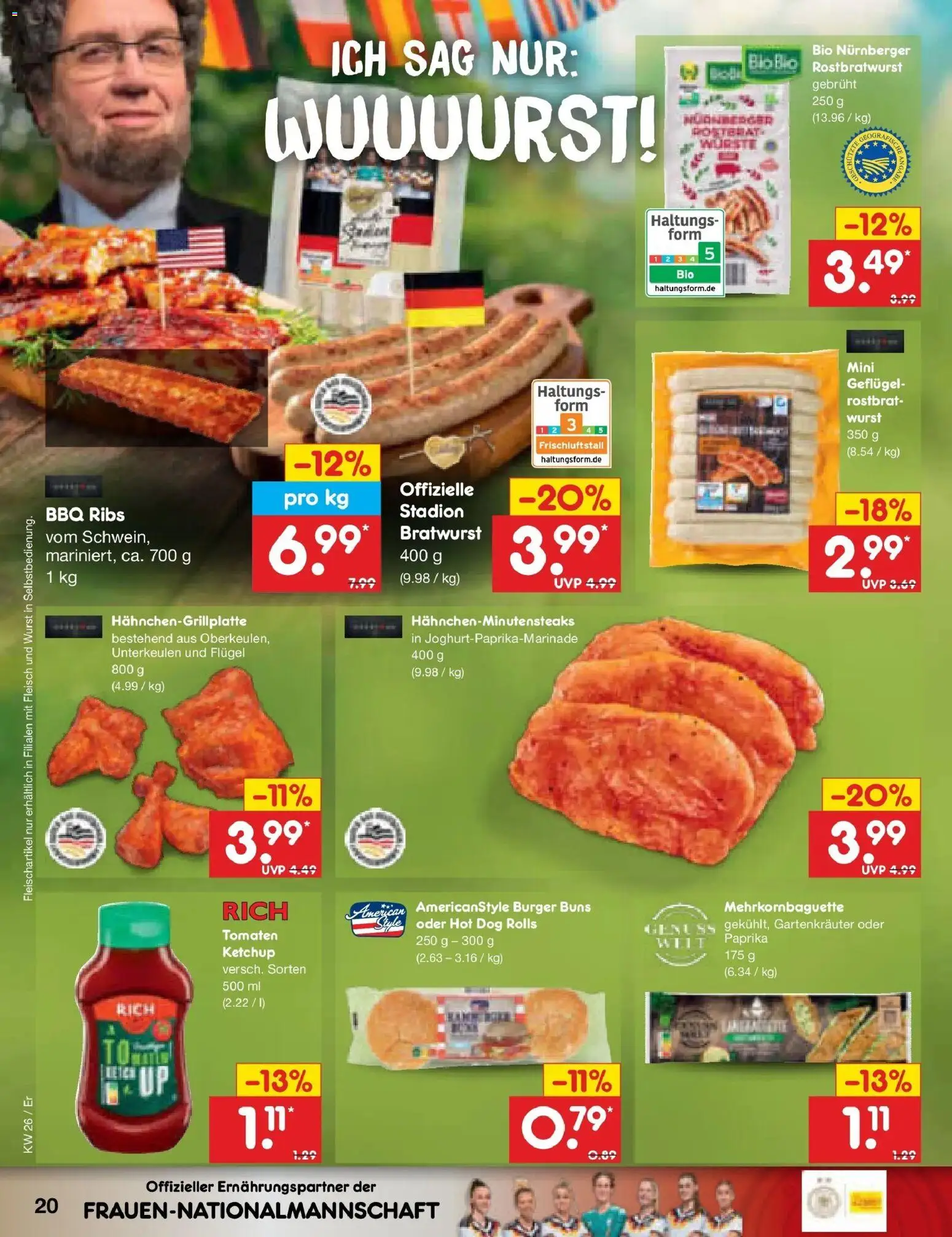 Netto Marken-Discount Prospekt Nordhausen – gültig ab 21.06.2026 | Seite: 26 | Produkte: Burger, Tomaten, Paprika, Wurst