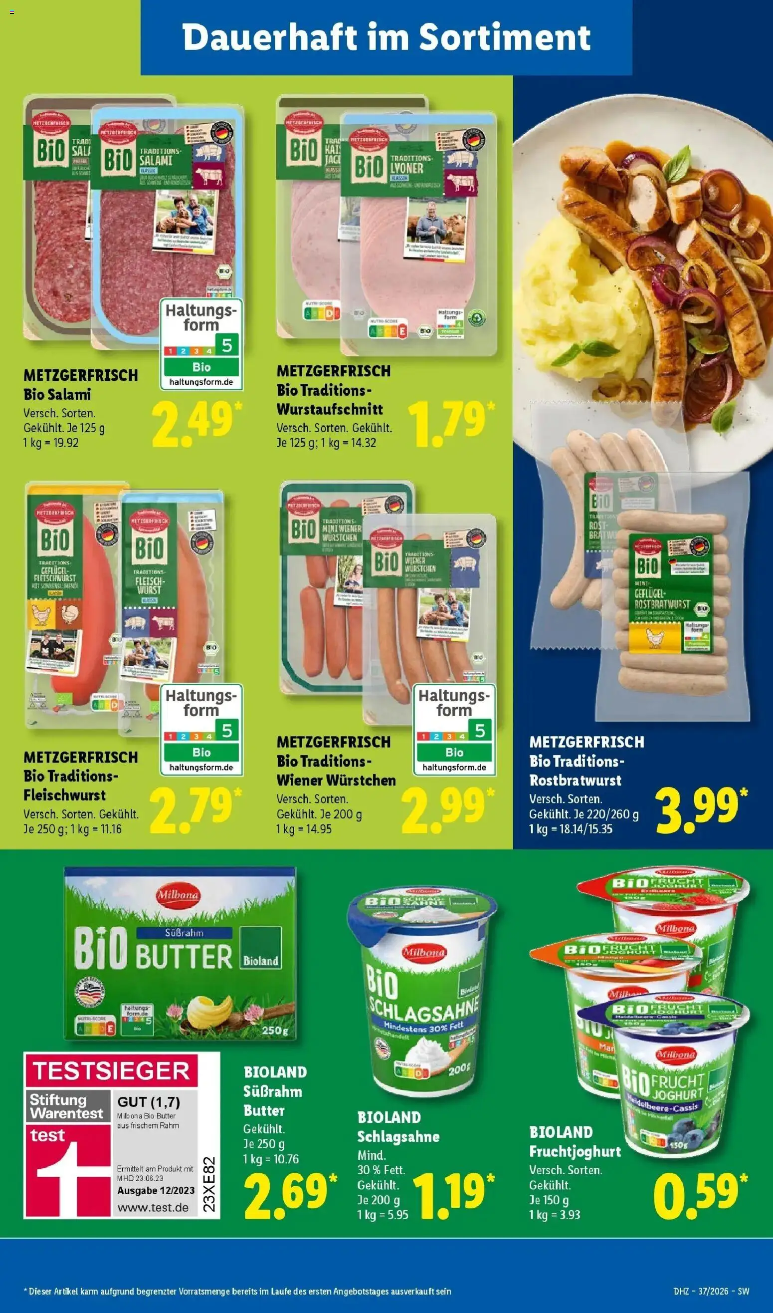 Lidl Prospekt Villingen-schwenningen (ab 07.09.2026) zum Blättern » Angebote | Seite: 23 | Produkte: Schlagsahne, Butter, Wurst, Fleisch