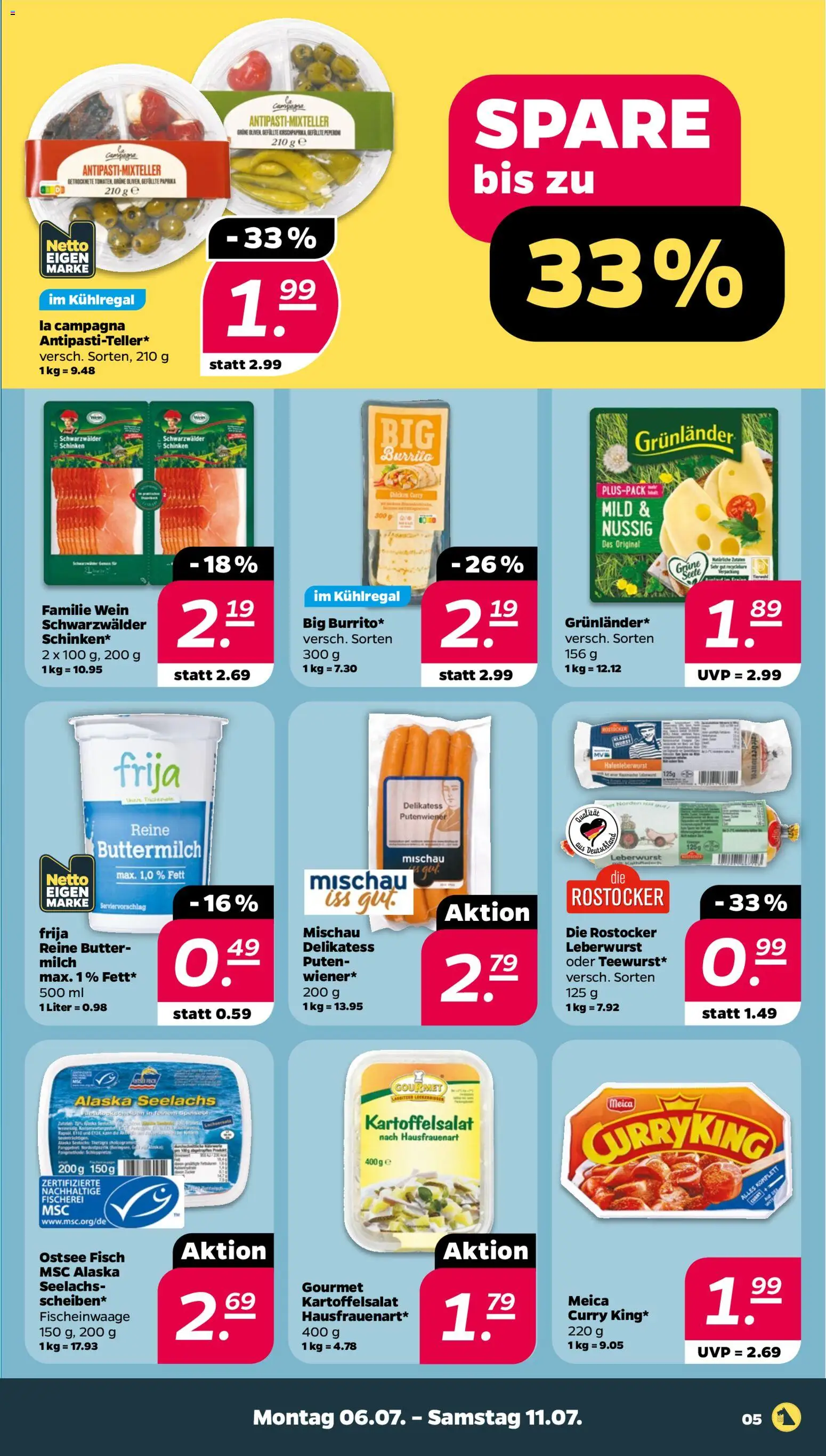 Netto Prospekt – gültig ab 06.07.2026 | Seite: 5 | Produkte: Milch, Butter, Grunlander, Wein