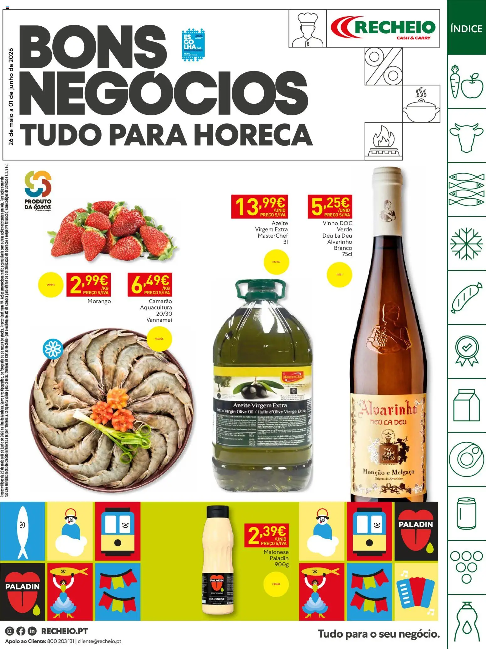 Recheio Horeca Madeira │ válido de 26.05.2026 | Página: 1 | Produtos: Azeite, Camarão, Maionese, Vinho