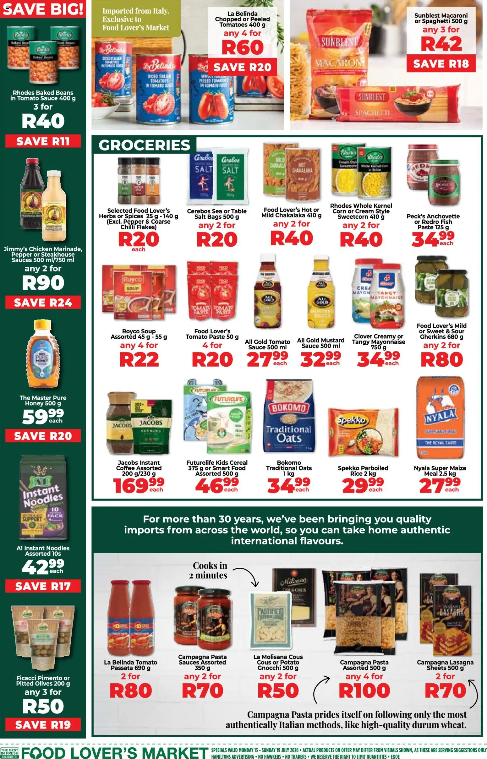 New Food Lover's Market catalogue – valid from 13/07/2026 | Page: 7 | Products: Beans, Chicken, Salt, Pepper
