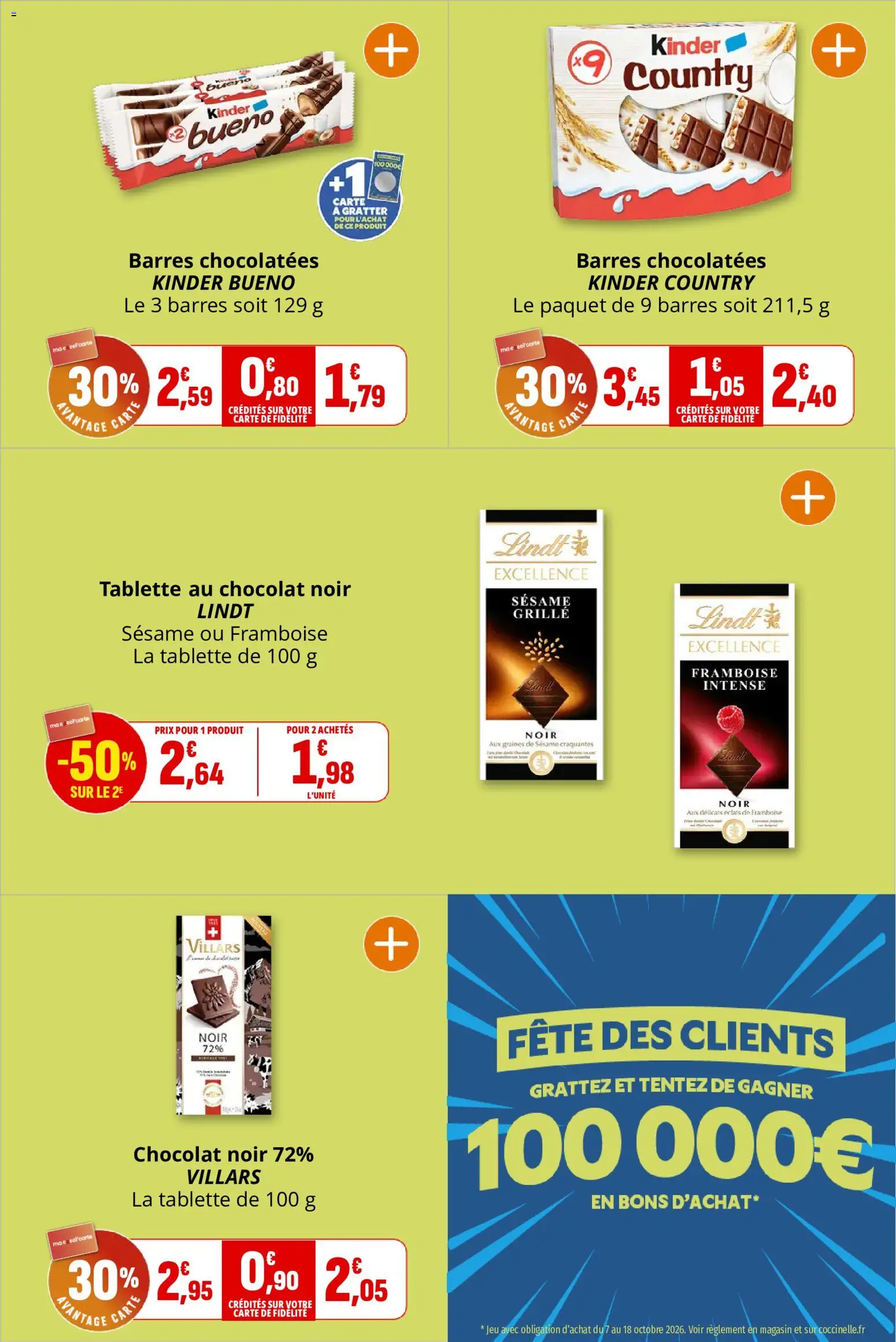 {H1} | Page: 21 | Produits: Tablette, Chocolat noir, Kinder Bueno, Kinder country