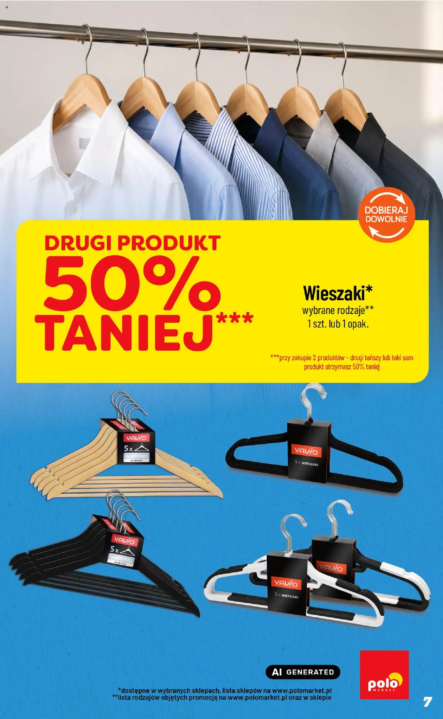 Nowa POLOmarket gazetka od jutra 07.10.2026 | Strona: 7 | Produkty: Ubrania, Valio, Wieszaki