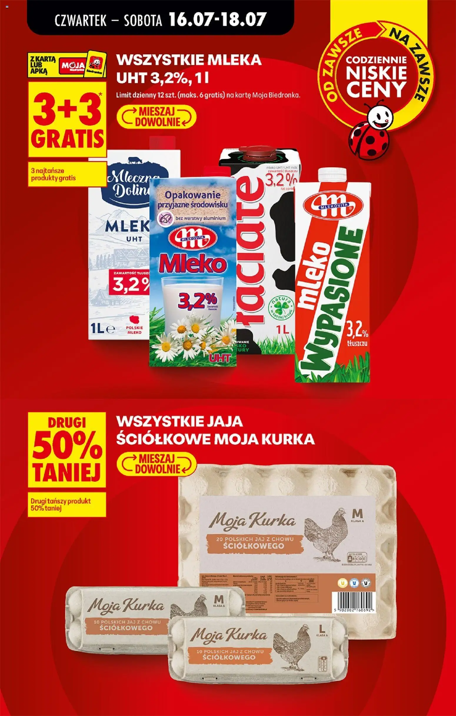 Biedronka Polsko leták - Codziennie niskie ceny od 16.07.2026 | Strana: 3 | Produkty: Mléko