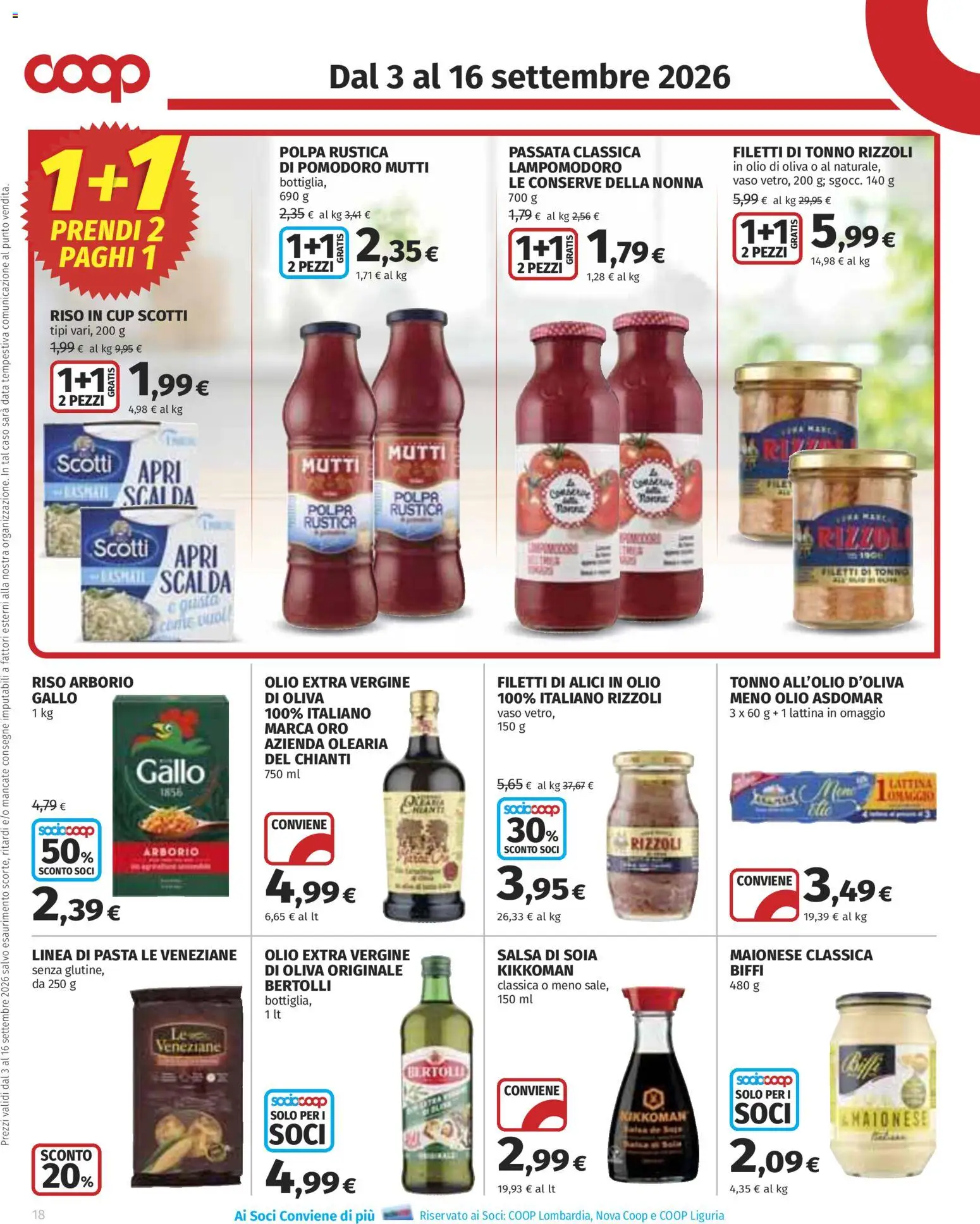 Volantino COOP del 03/09/2026 | Pagina: 18 | Prodotti: Olio, Pasta, Conserve, Alici