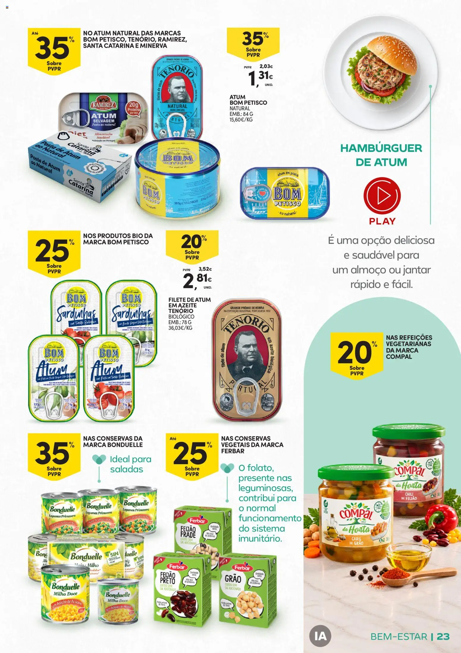 Continente Bem-Estar Assim toda a gente come melhor │ válido de 20/10/2026 | Página: 23 | Produtos: Azeite, Legumes, Sal, Filete