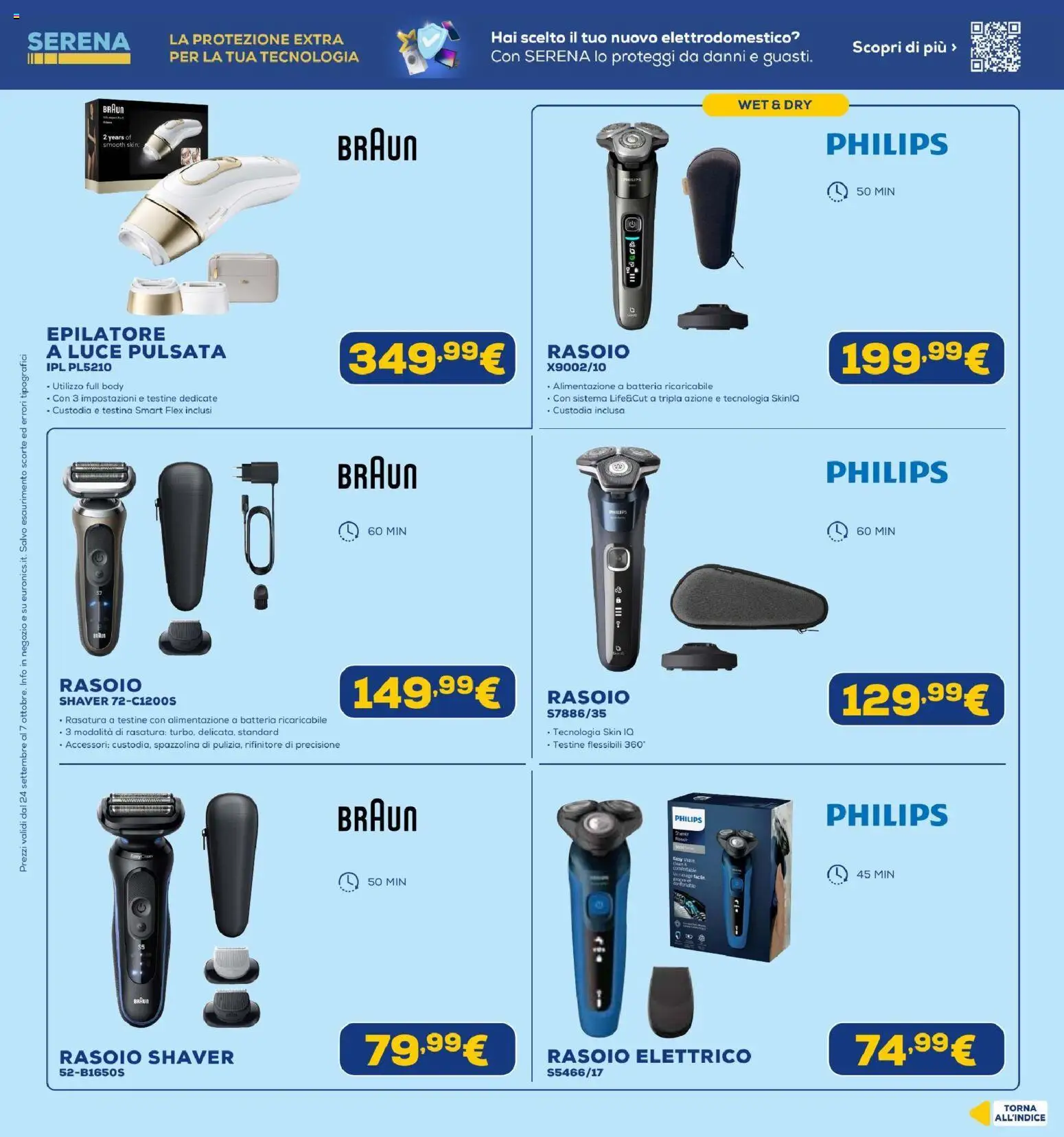 Volantino Euronics del 24/09/2026 | Pagina: 31 | Prodotti: Rasoio, Rasoio elettrico, Epilatore, Batteria