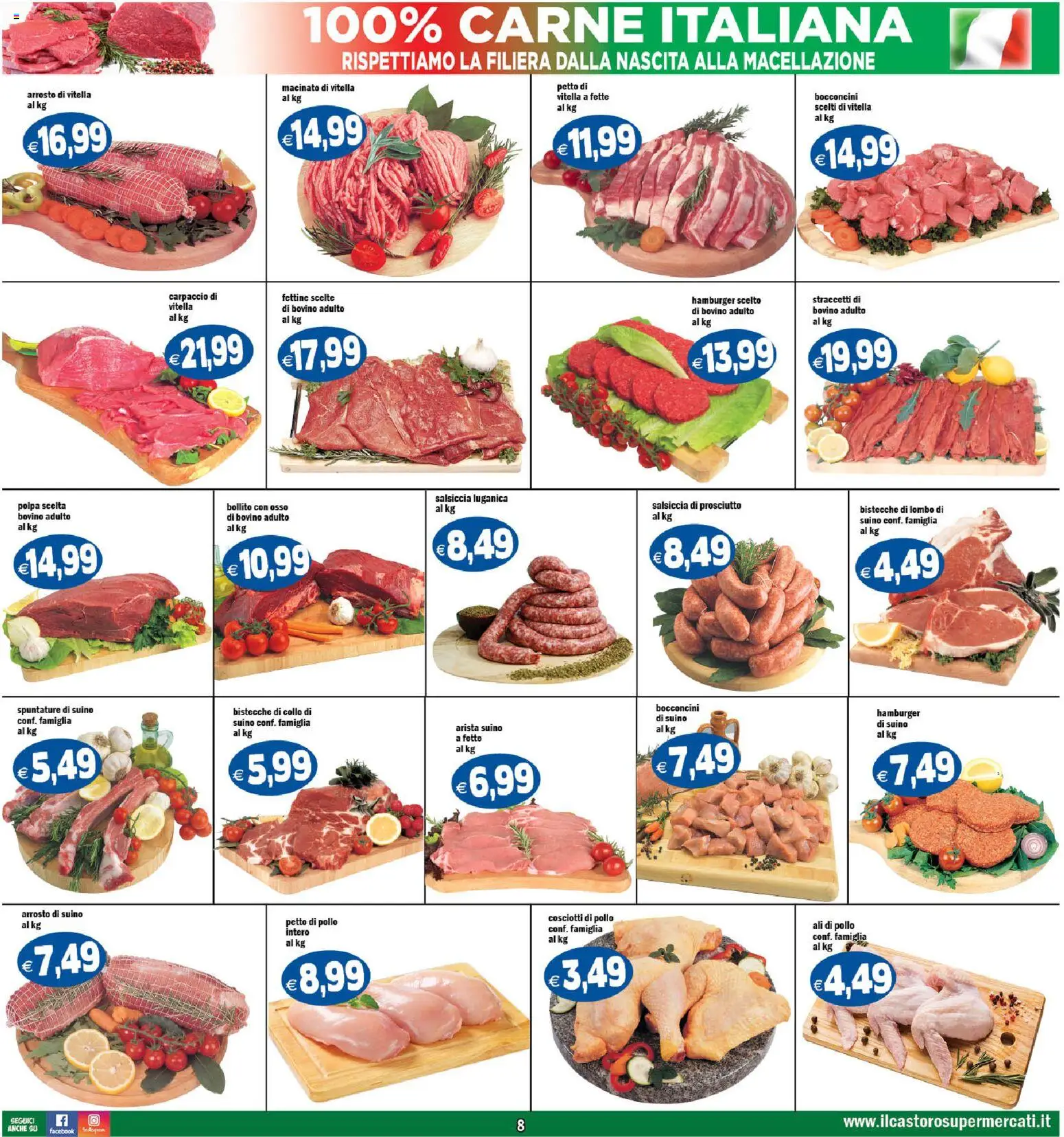 Volantino Il Castoro del 01/07/2026 | Pagina: 8 | Prodotti: Bovino, Arrosto, Salsiccia, Hamburger