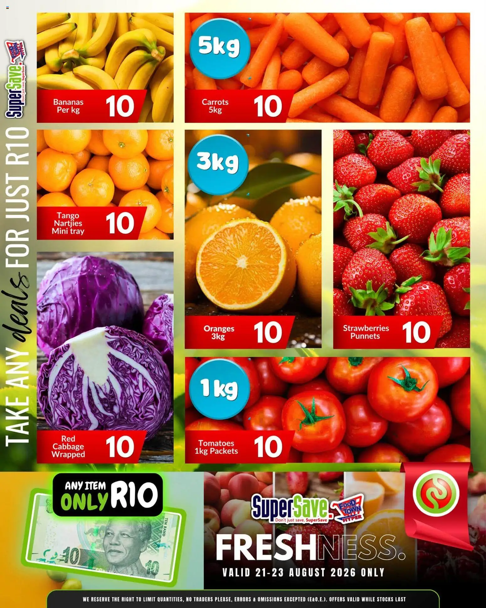 New Super Save catalogue – valid from 21/08/2026 | Page: 4 | Products: Tray, Oranges, Strawberries, Carrots