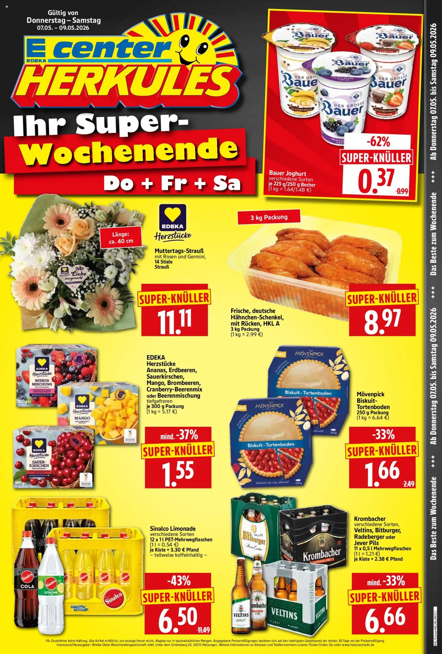 HERKULES Sonderbeilage – gültig ab 07.05.2026 | Seite: 1 | Produkte: Joghurt, Pils, Limonade, Zitrone