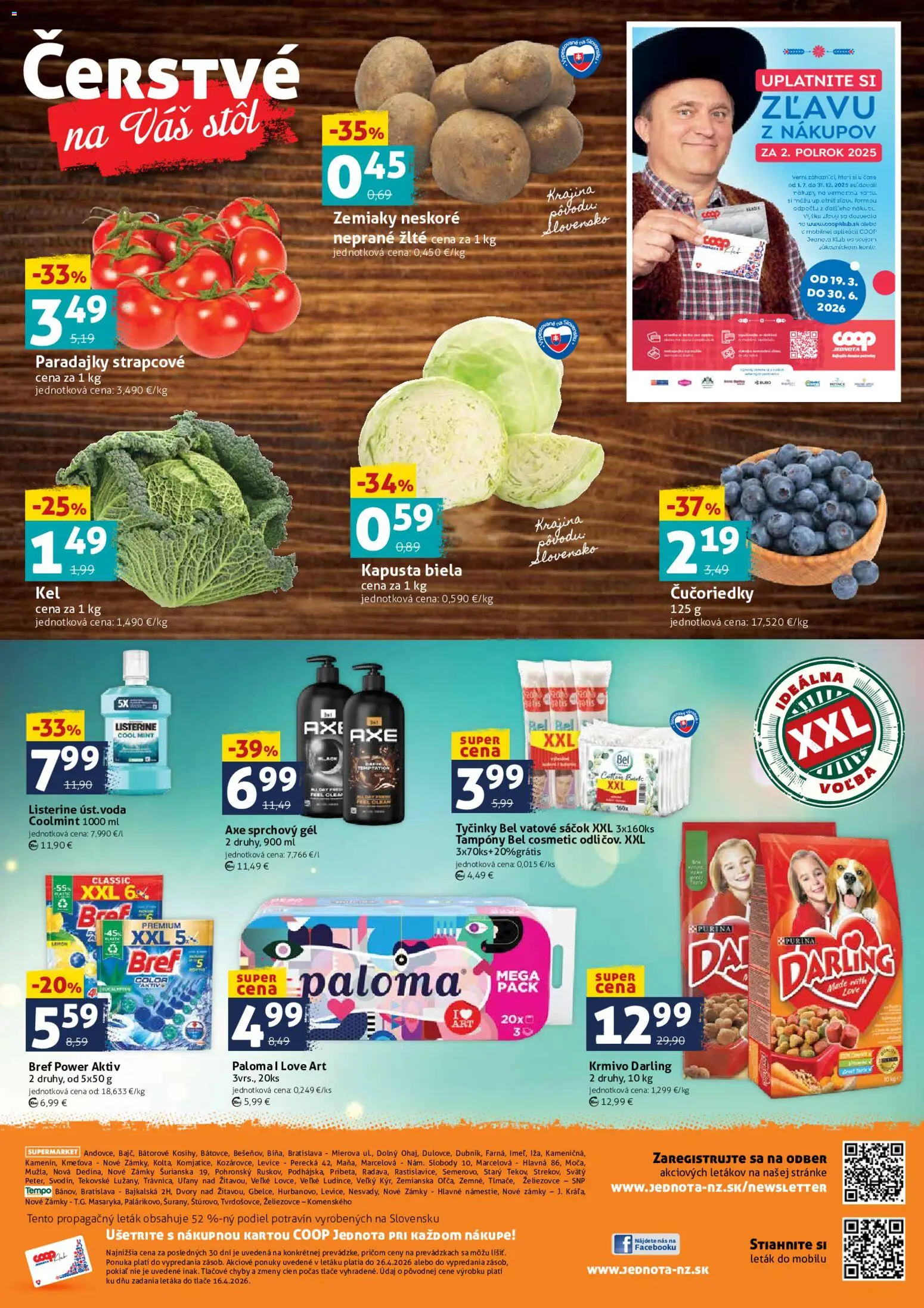 Nové COOP Jednota akcie – leták je platný od 24.04.2026 | Strana: 4 | Produkty: Stôl, Kapusta biela, Sprchový gél