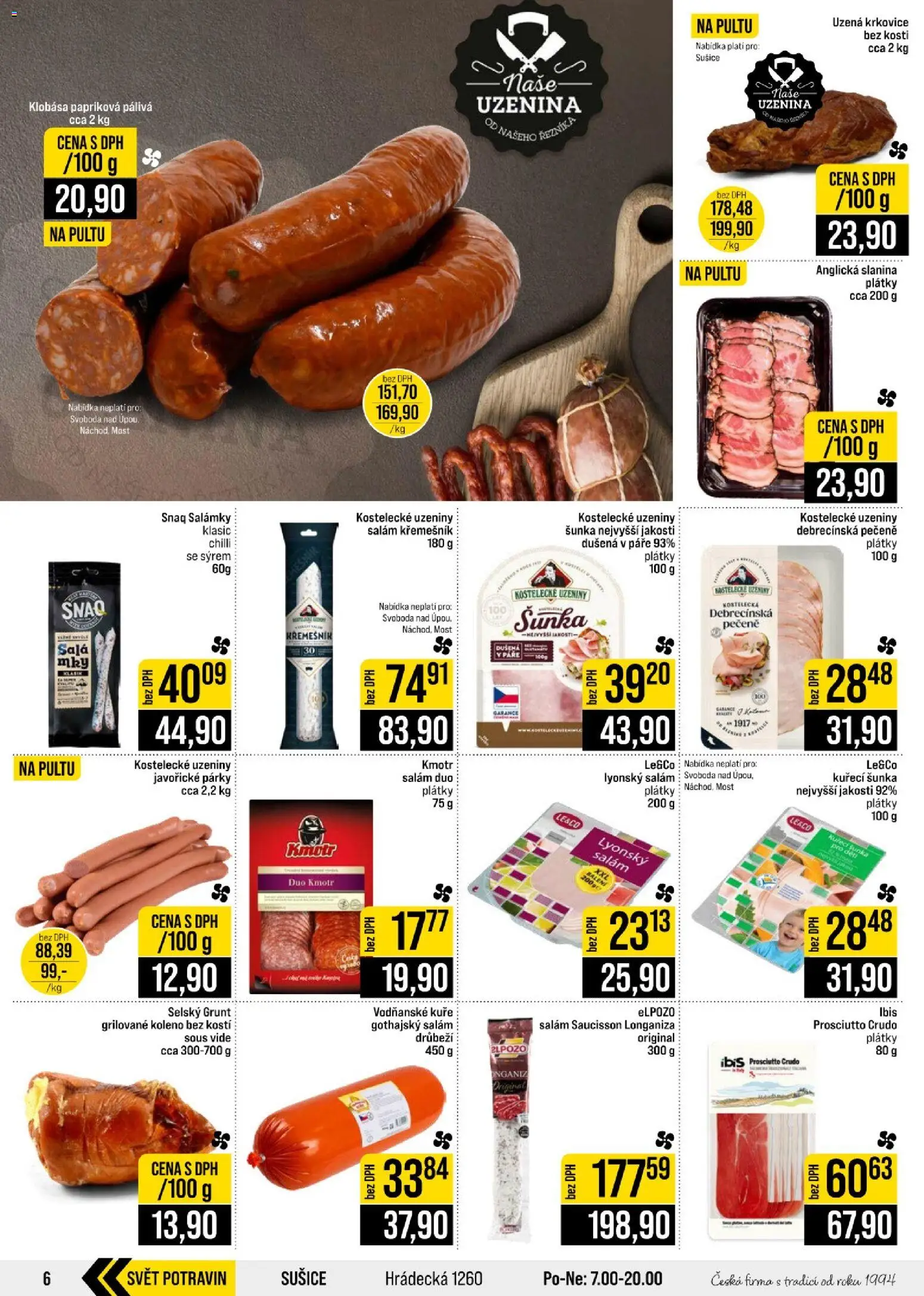 Jip leták - Cash & Carry od 26.08.2026 | Strana: 6 | Produkty: Sous vide, Párky, Kuře, Uzená krkovice