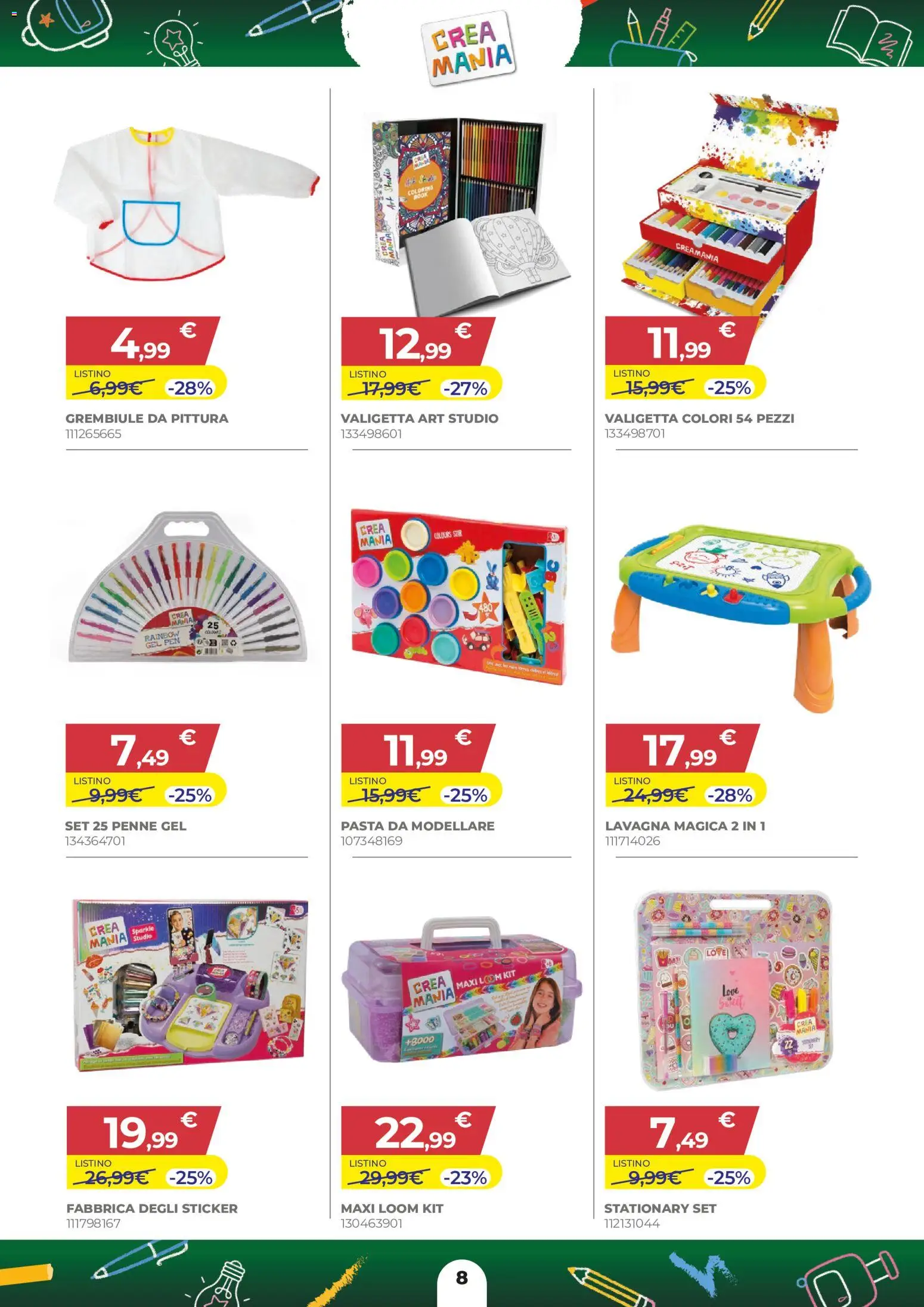 Volantino Toys Center del 27/08/2026 | Pagina: 8 | Prodotti: Pasta, Pittura, Penne, Grembiule