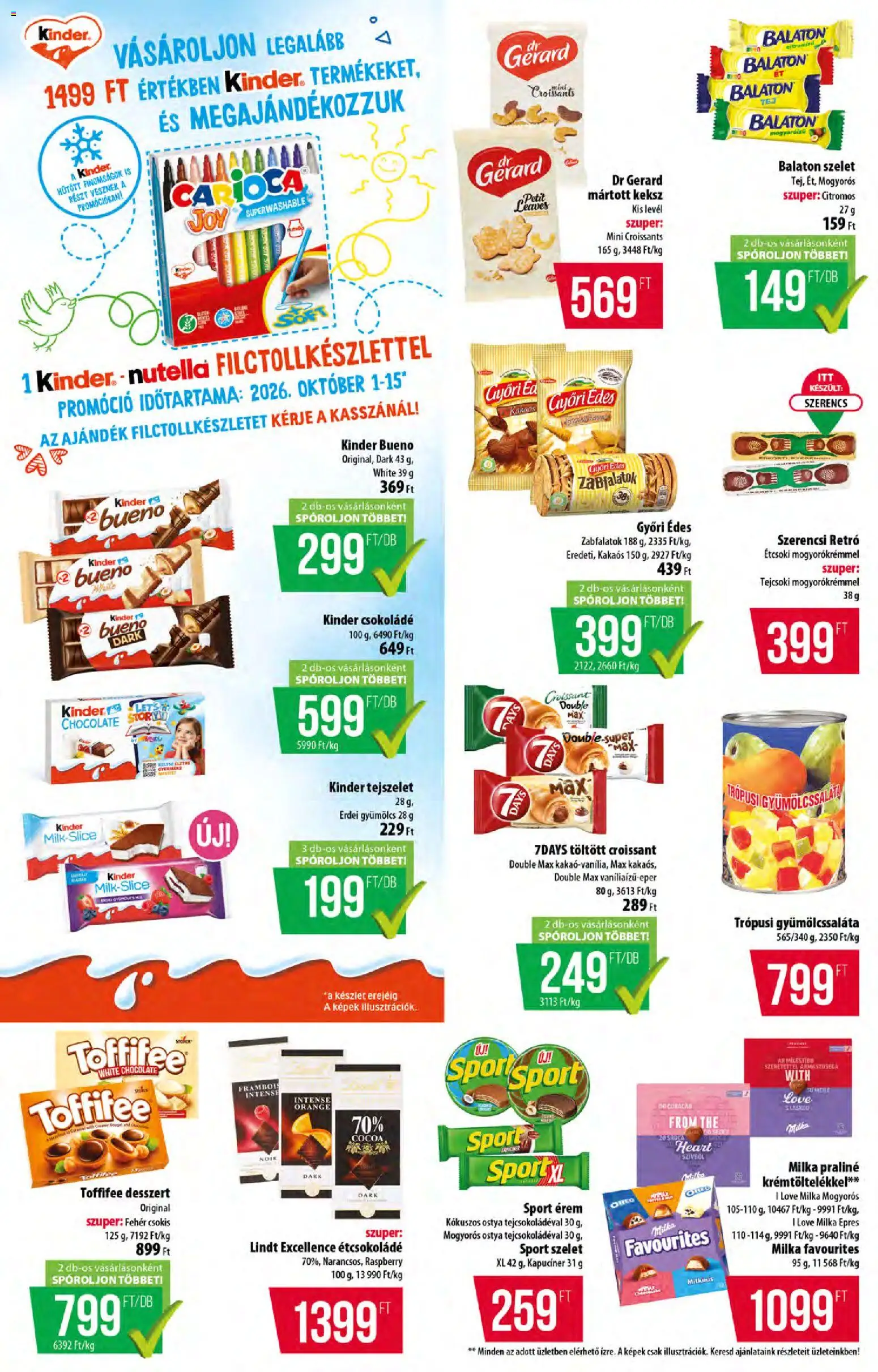 COOP akciós ujság - amely érvényes a következő dátumtól: 2026.10.01. | Oldal: 8 | Termékek: Kinder Bueno, Croissant, Tejszelet, Keksz