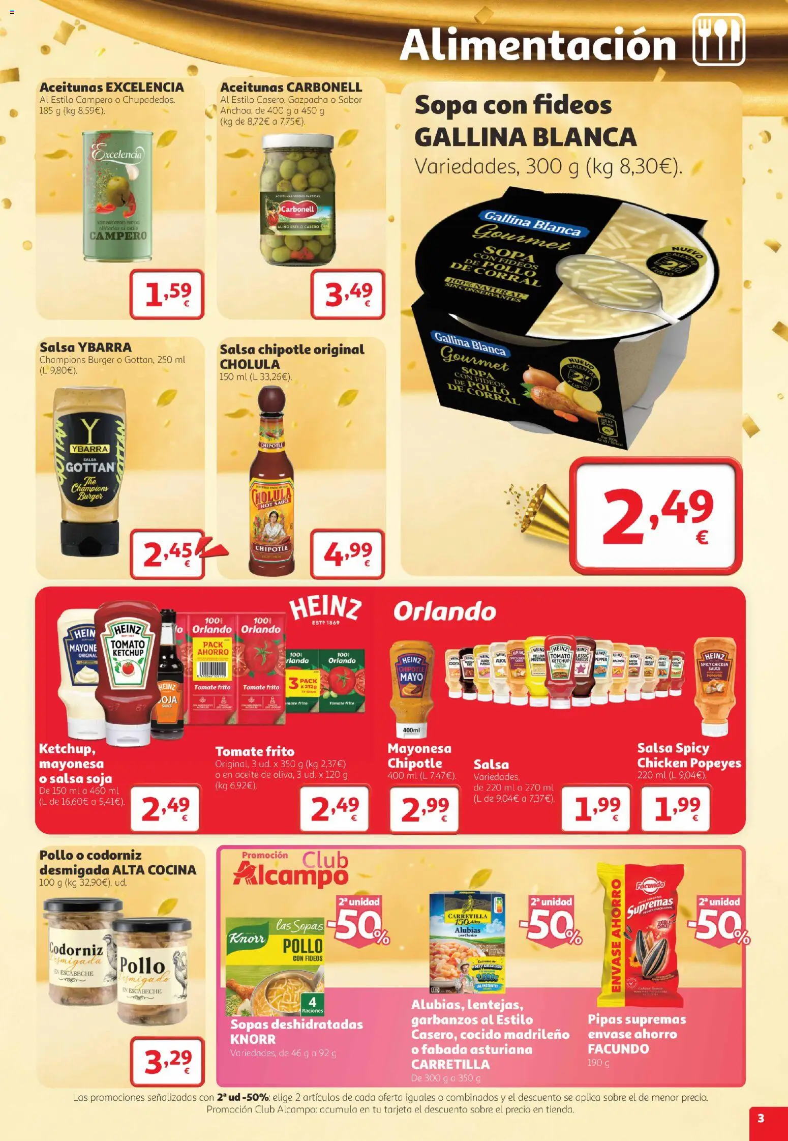 Alcampo folleto Telde │ válido desde el 22/10/2026 | Página: 3 | Productos: Tomate, Fideos, Mayonesa, Pollo