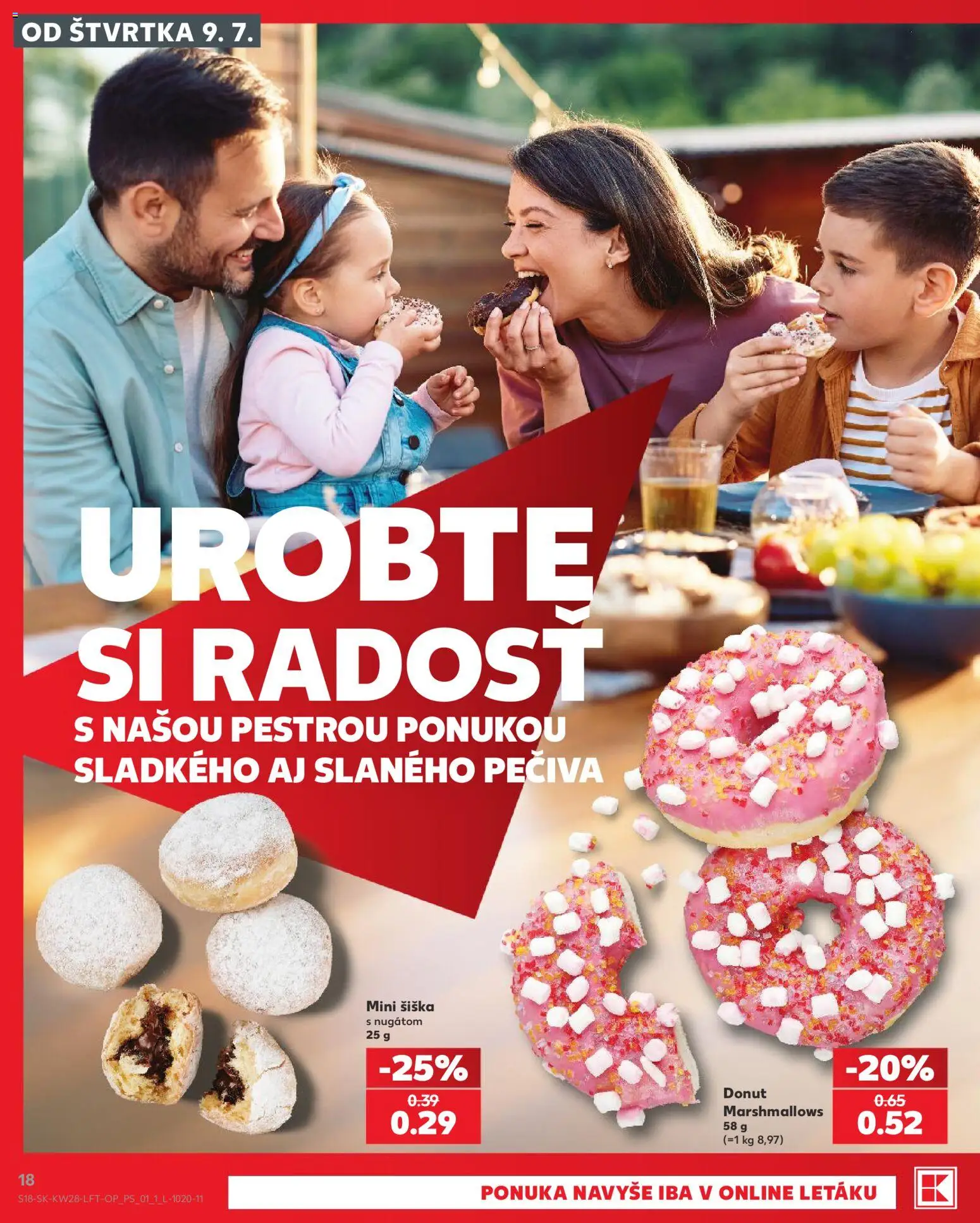 Nové Kaufland akcie – leták je platný od 09.07.2026 | Strana: 18 | Produkty: Donut