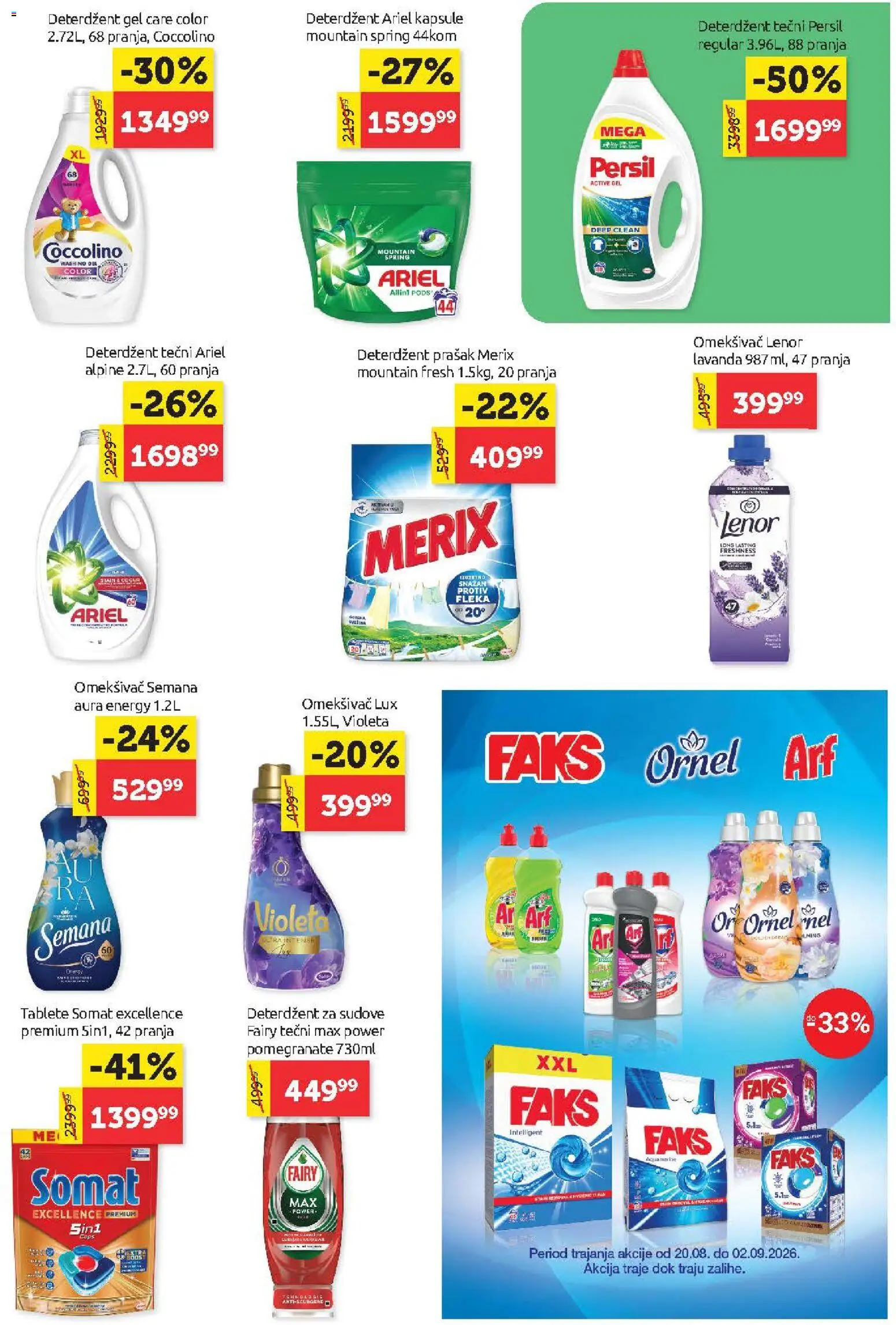 SuperVERO katalog - važi od 20.08.2026 | Strana: 23 | Proizvode: Deterdžent za sudove, Ariel, Omekšivač, Coccolino