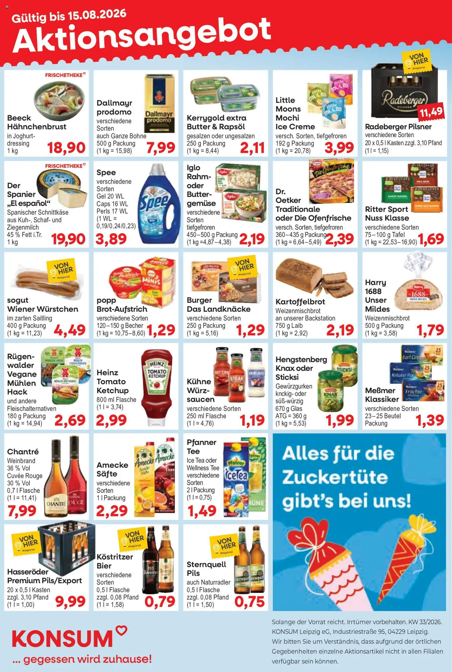 KONSUM Leipzig Prospekt – gültig ab 10.08.2026 | Seite: 1 | Produkte: Kostritzer, Bier, Iglo, Ketchup