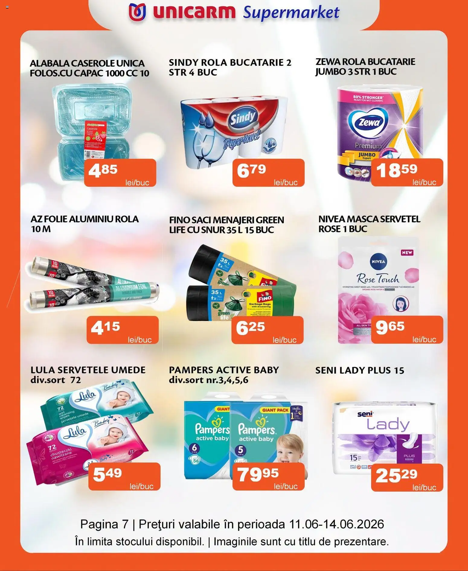 Noul catalog Unicarm – valabil de la 11.06.2026 | Pagină: 7 | Produse: Caserole, Saci menajeri, Bucătărie, Șervețele umede