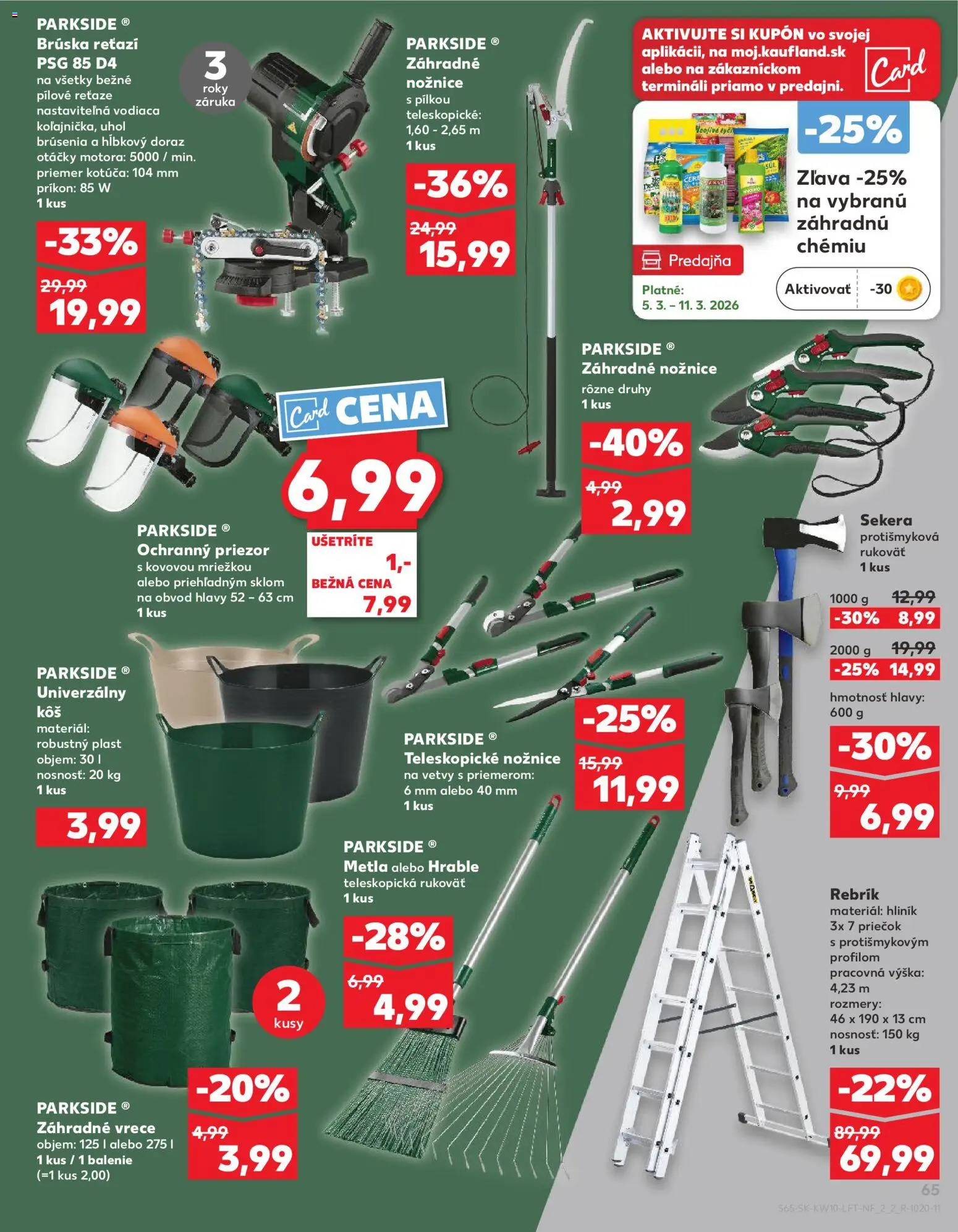 Kaufland SK akciós ujság - amely érvényes a következő dátumtól: 2026.03.05. | Oldal: 65 | Termékek: Parkside